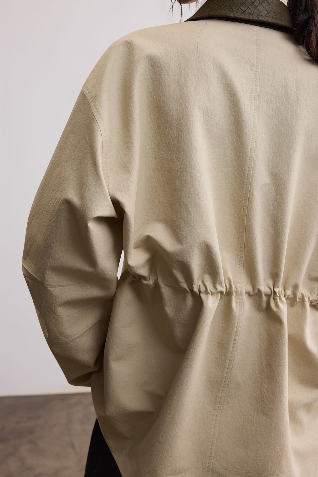 SAME FLOW Woven PU Collar Drawstring Jacket