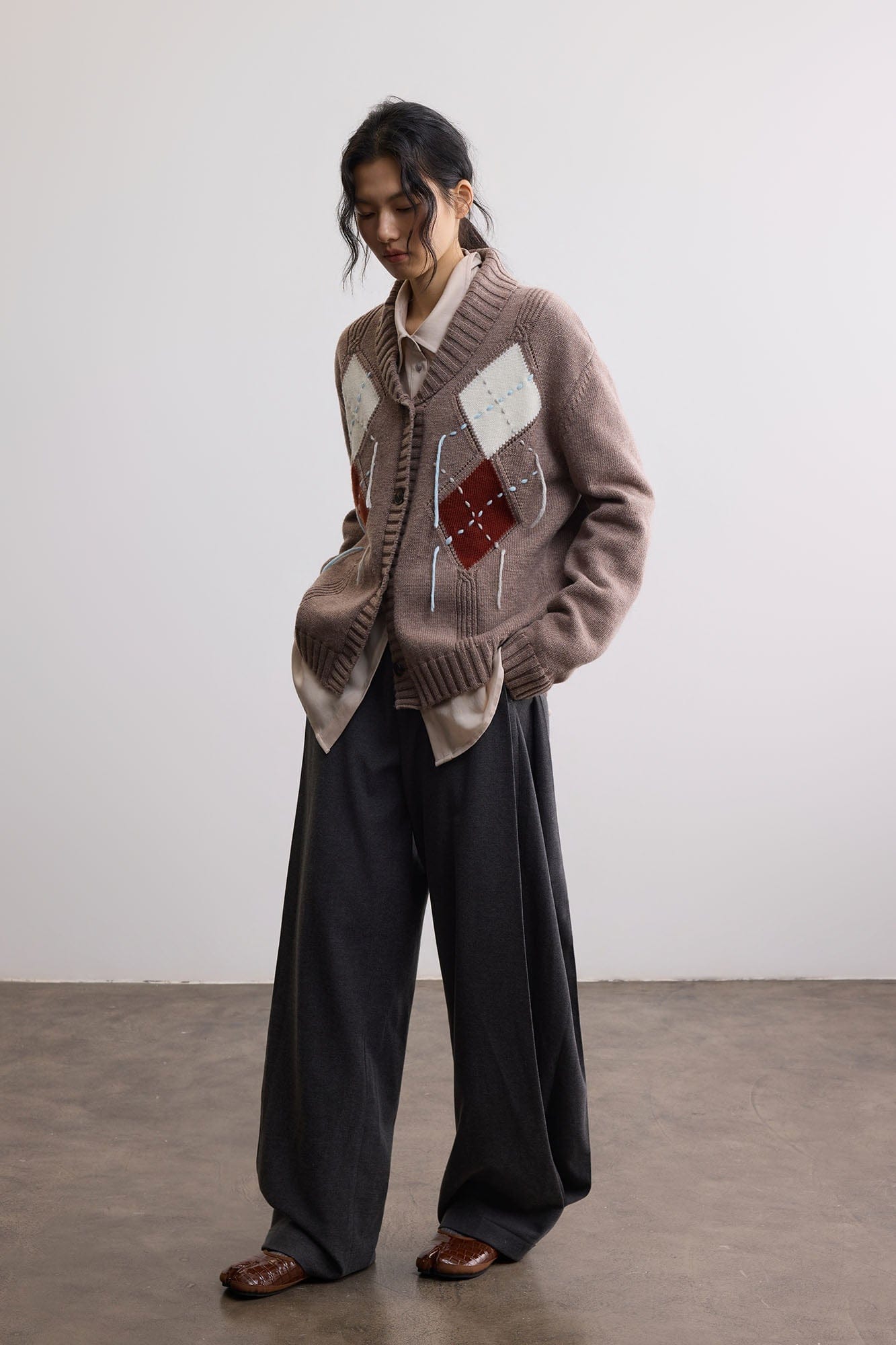 SAME FLOW Classic Pleated Wide-Leg Drape Trousers