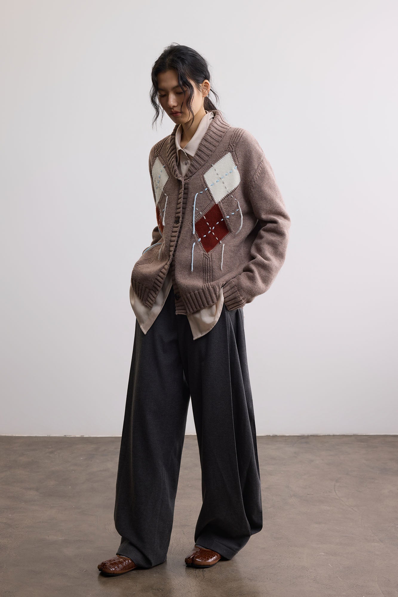 SAME FLOW Classic Pleated Wide-Leg Drape Trousers