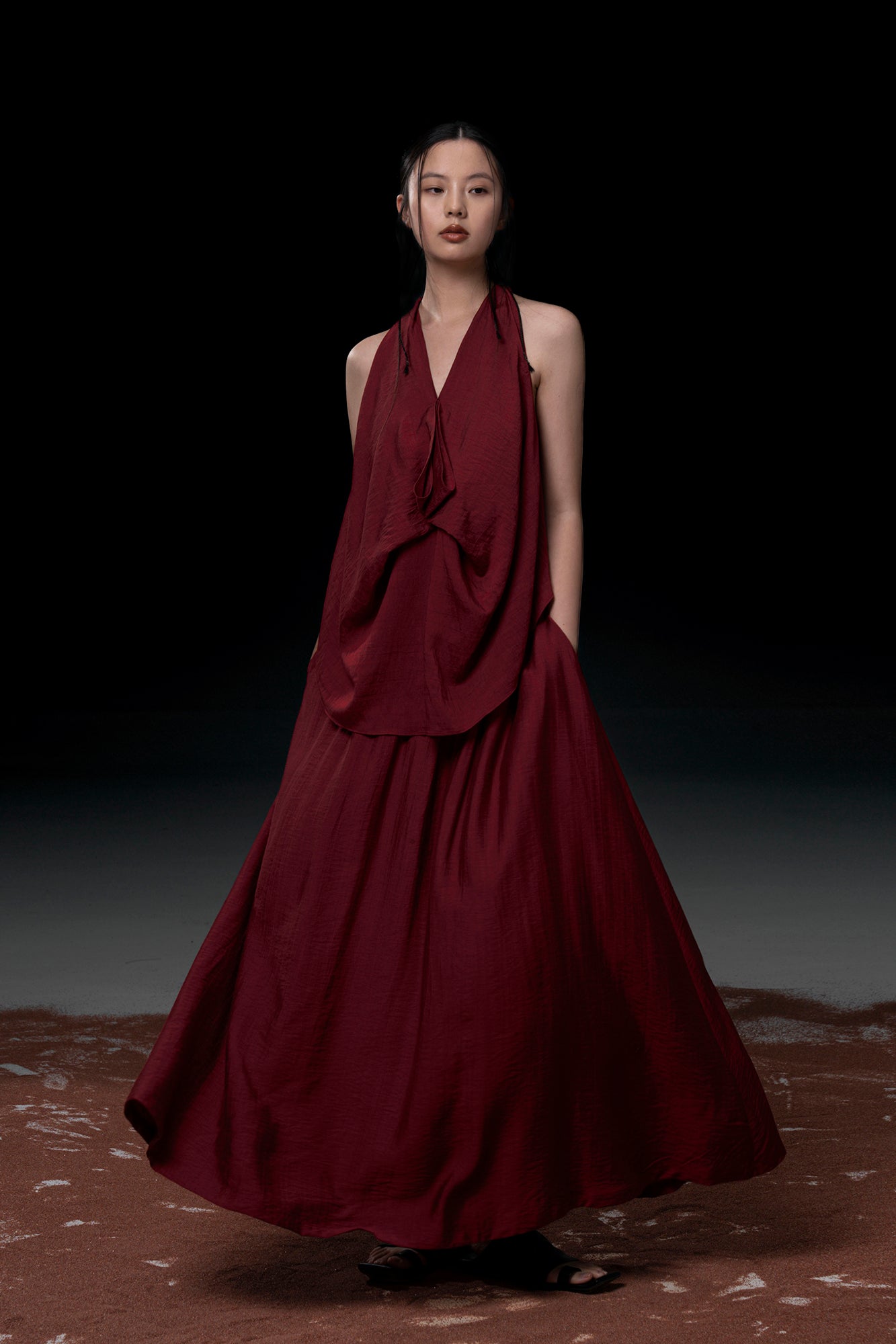 WUHEYIZUO Essential Gathered Waist Maxi Skirt
