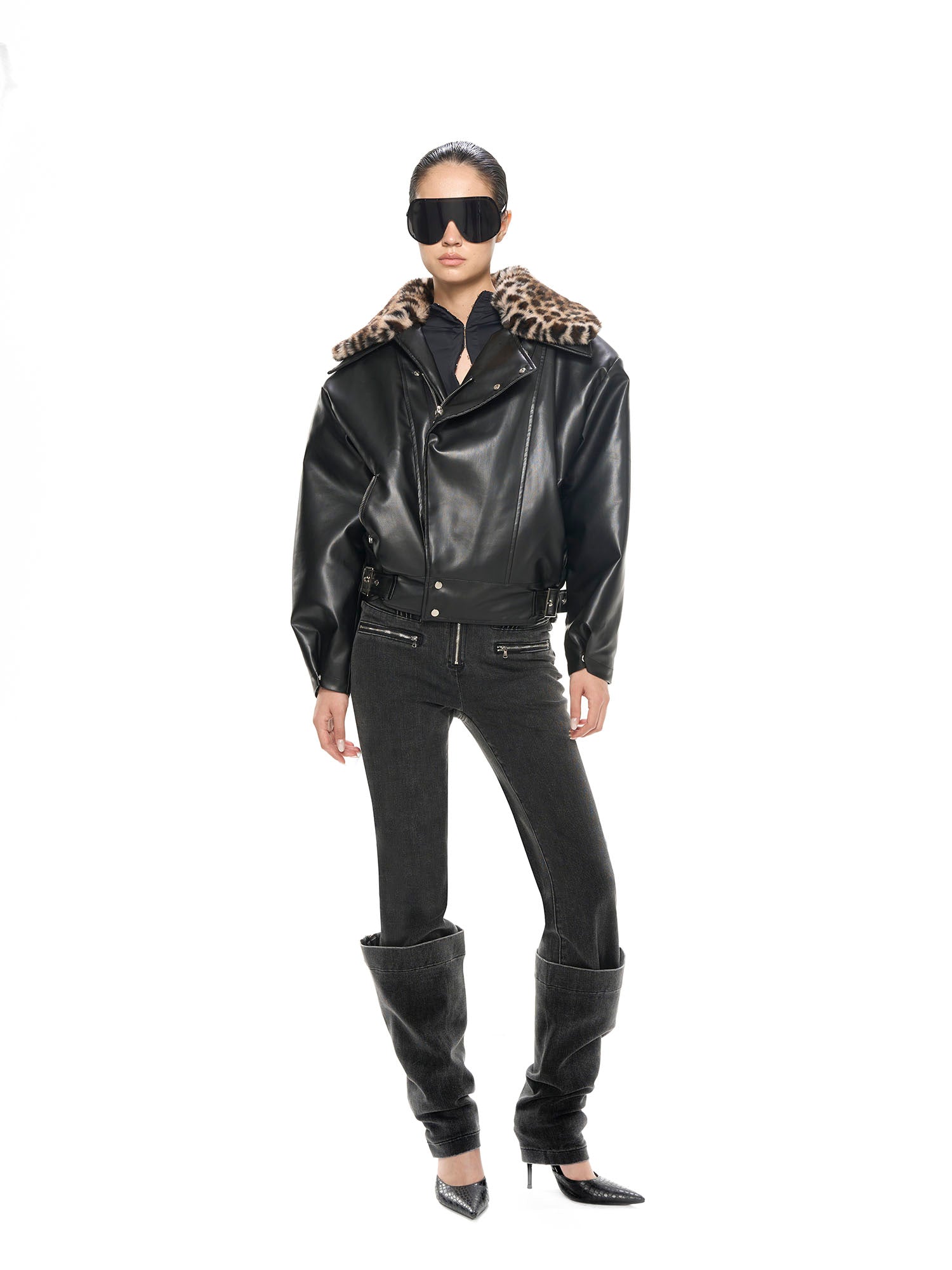 NEVER OFFEND L ANGEL Washed Low-Rise Flared Jeans