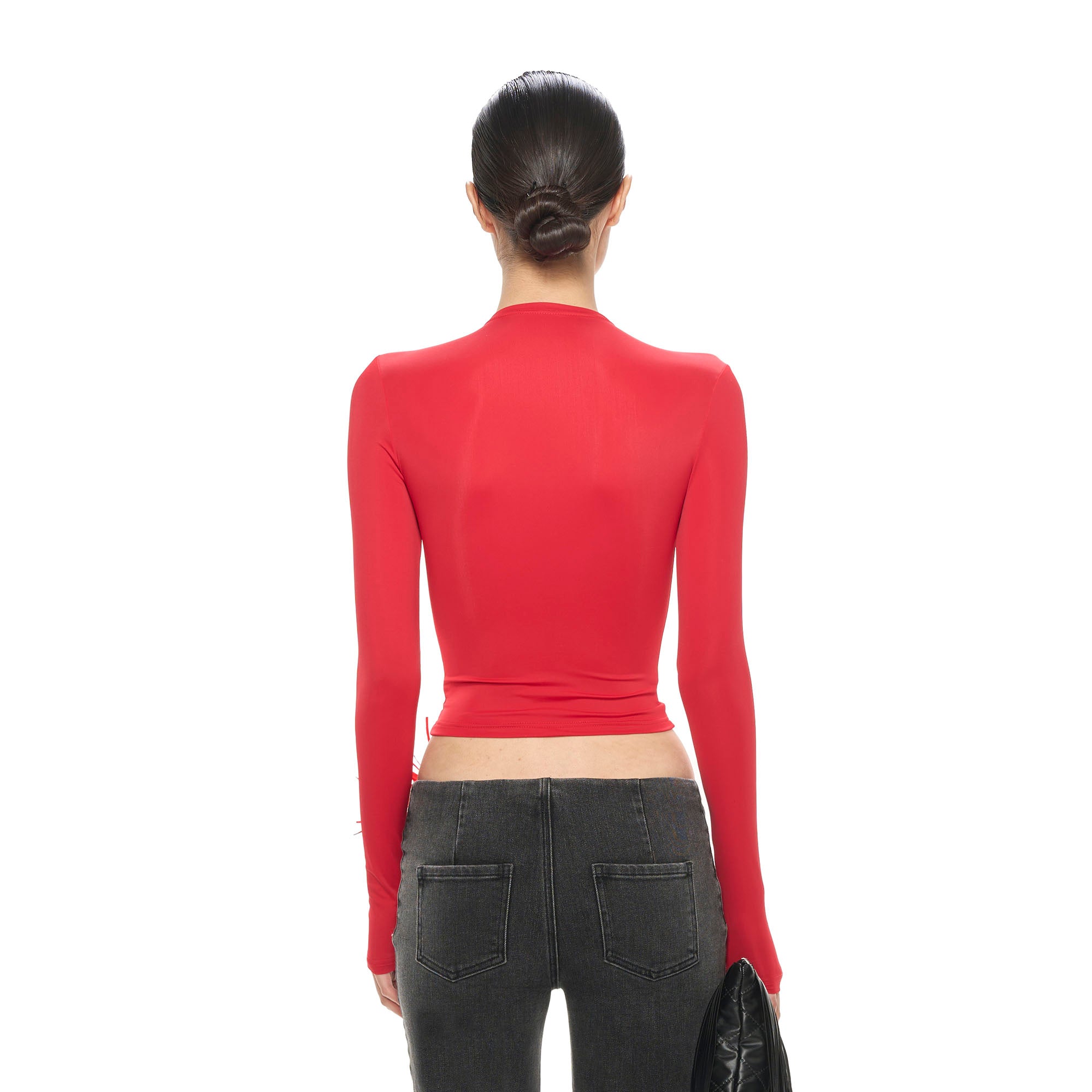 NEVER OFFEND L ANGEL Hook & Eye Cropped Long Sleeve Tee