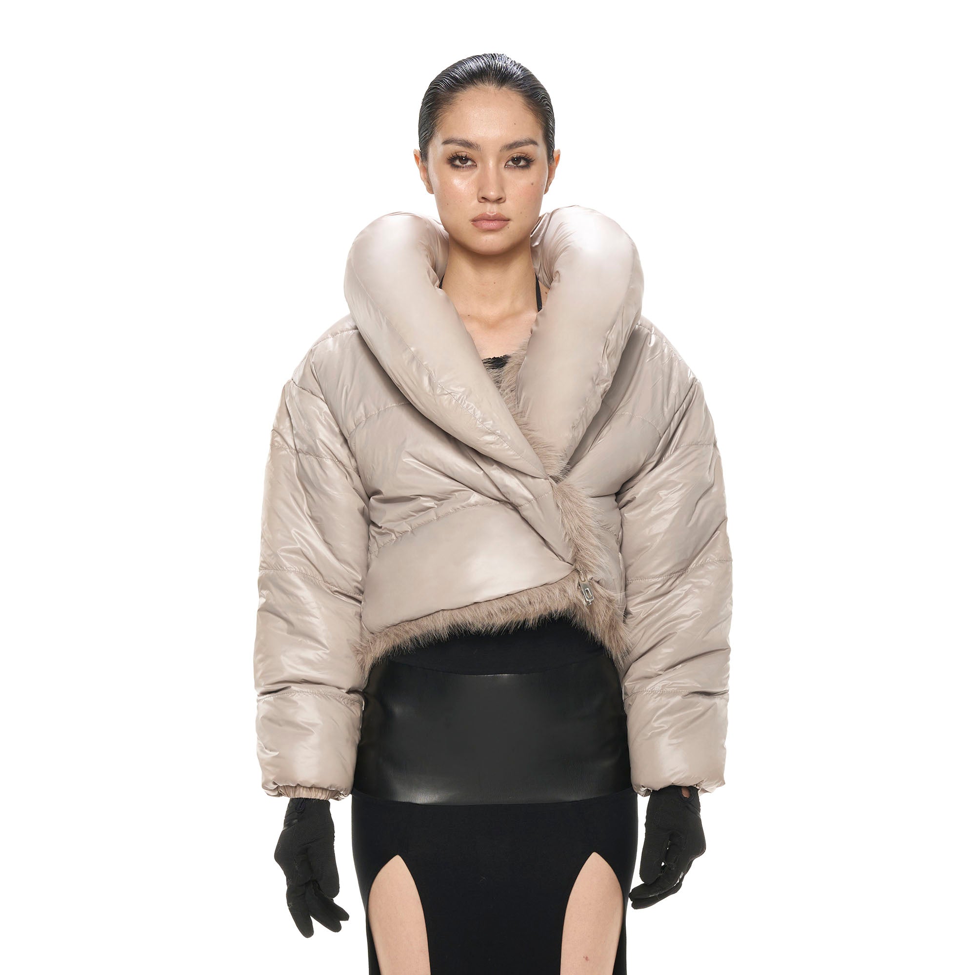 NEVER OFFEND L ANGEL Reversible Faux-Fur Cropped Puffer Jacket