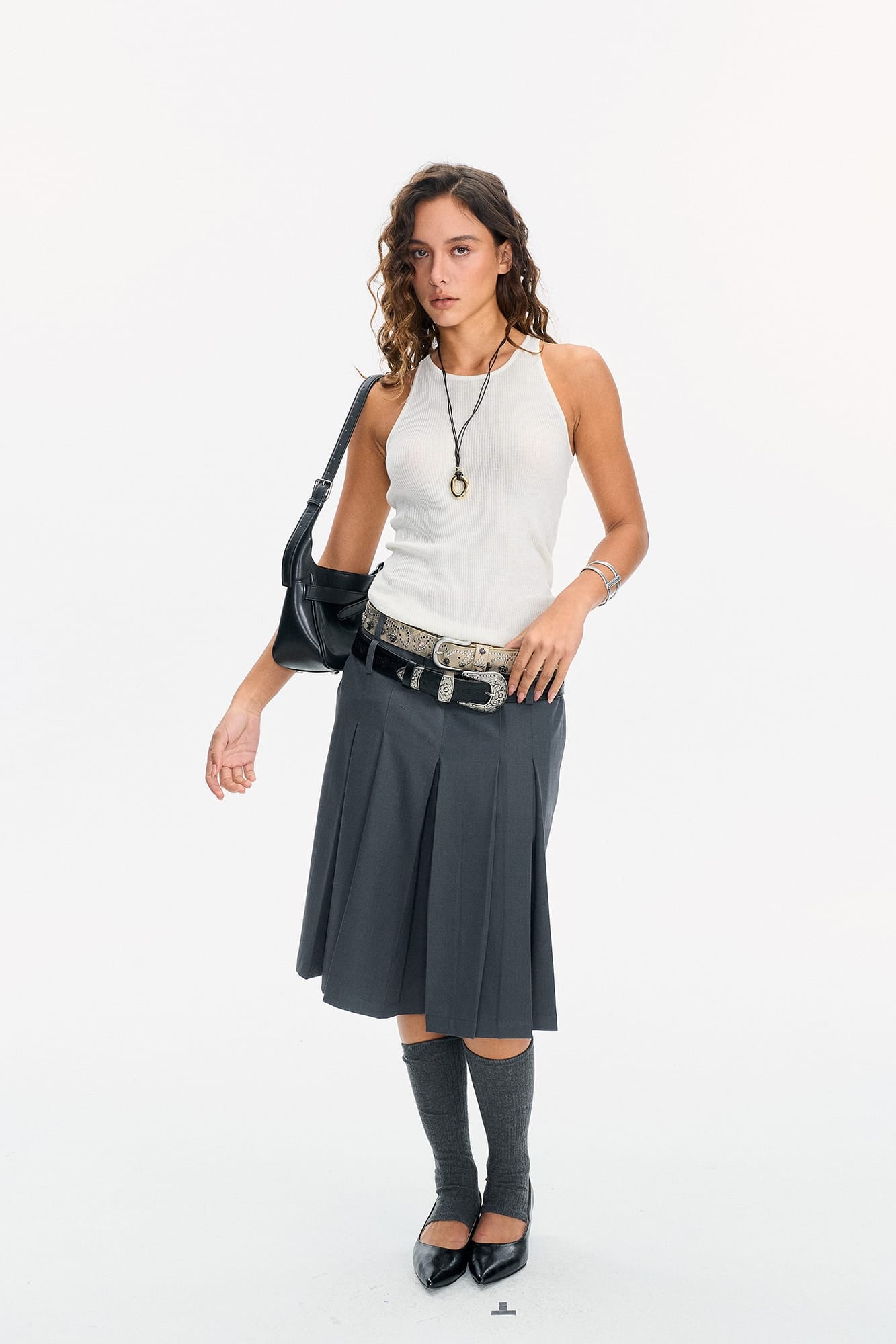 LEONSENSE Pleated A-Line Skort Shorts