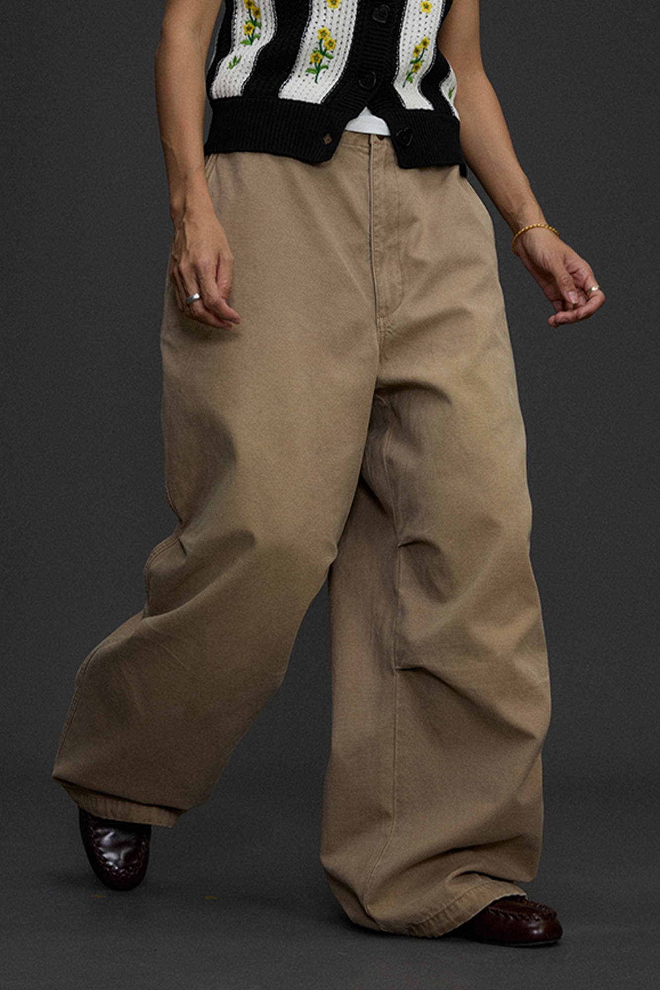 NIANJIUYIKOUER Distressed Utility Pocket Wide-Leg Pants, premium urban and streetwear designers apparel on PROJECTISR.com, NIANJIUYIKOUER