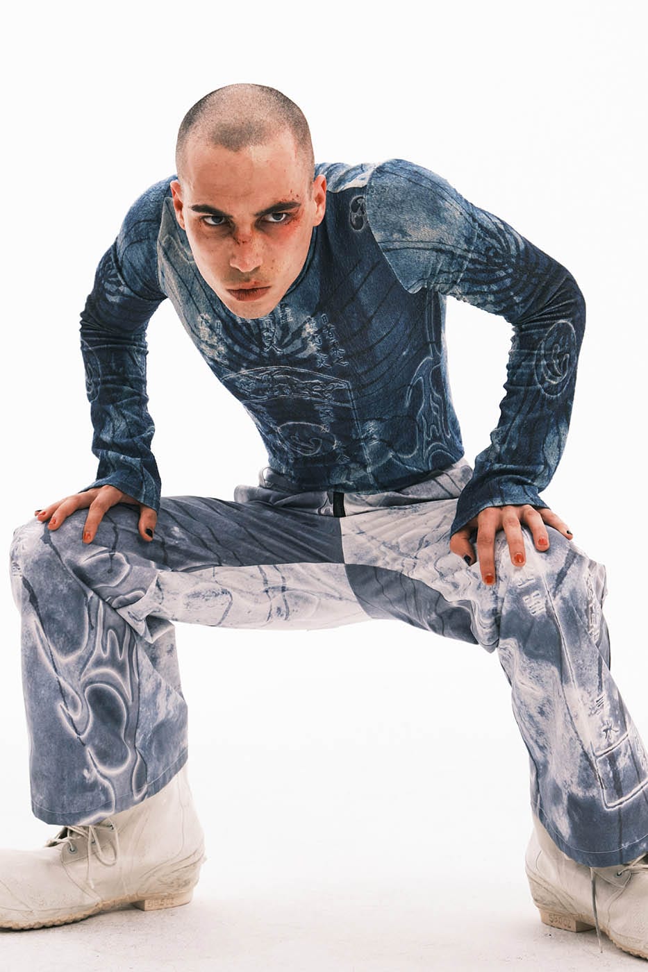 EMBRYO Tie-Dyed Runes Turtleneck L/S Tee, premium urban and streetwear designers apparel on PROJECTISR.com, EMBRYO
