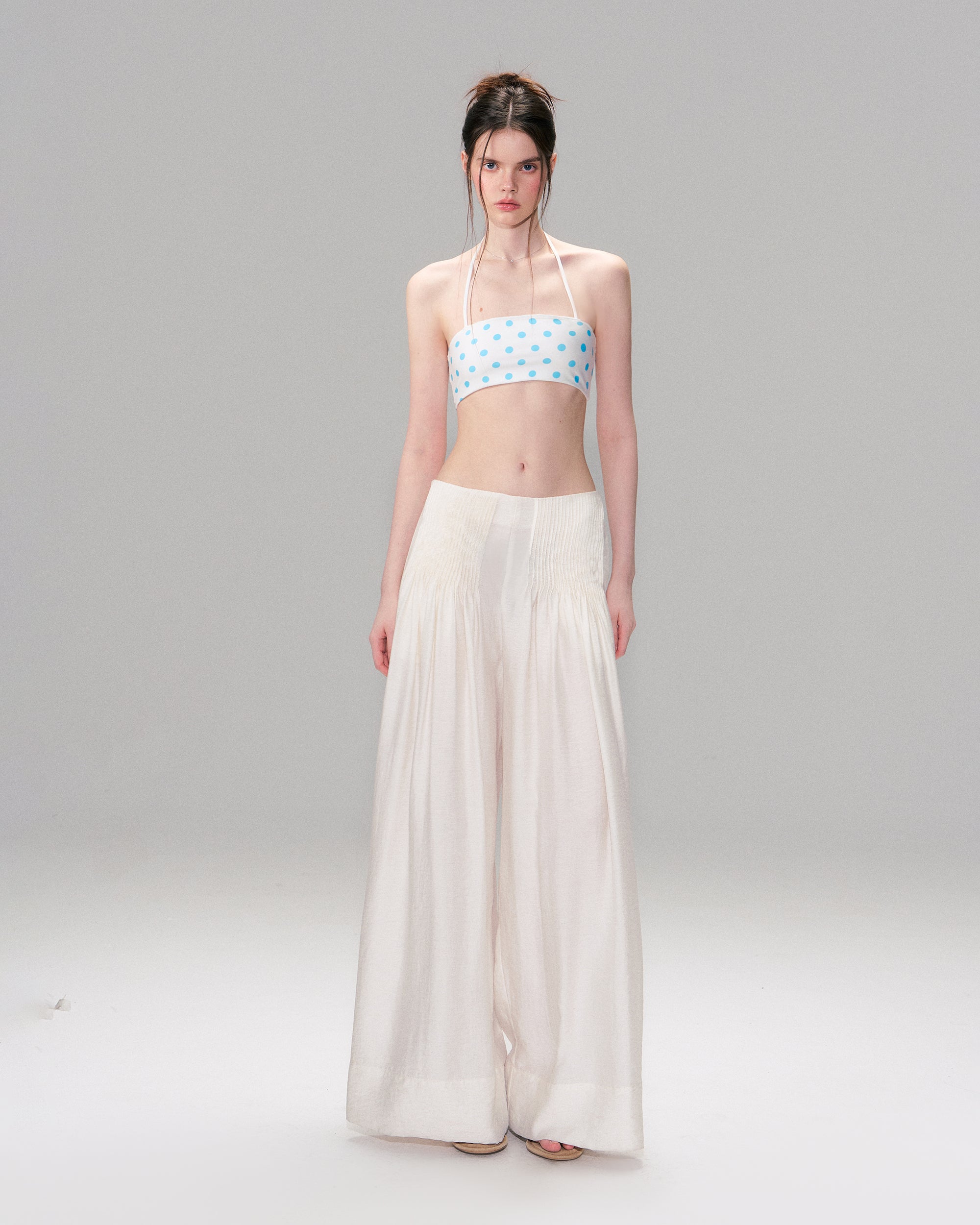 THE NEVERMORE Pintuck Panel Wide-Leg Pants
