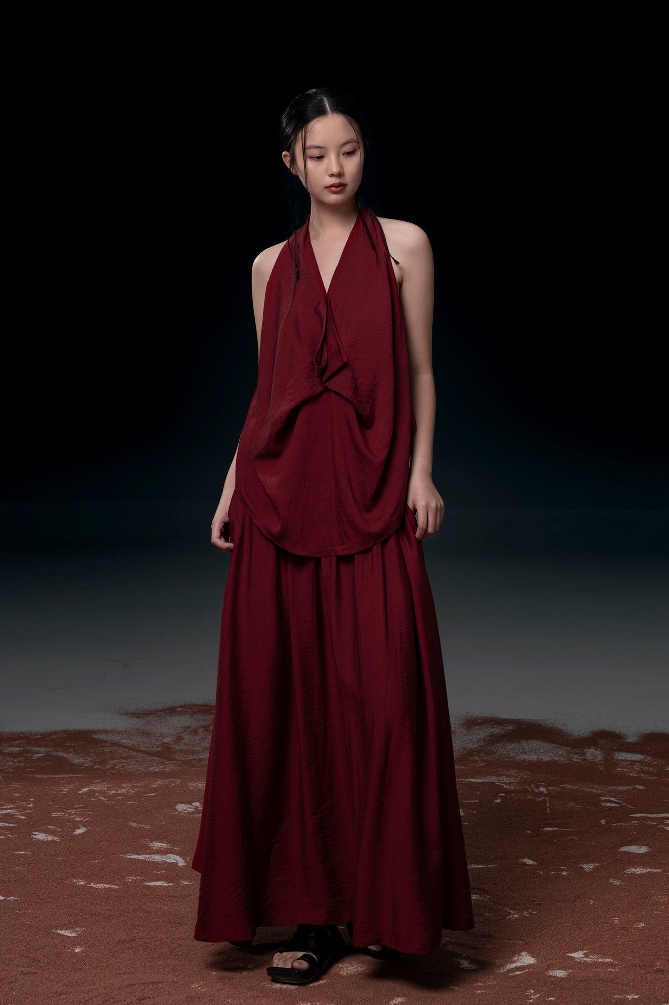 WUHEYIZUO Essential Gathered Waist Maxi Skirt