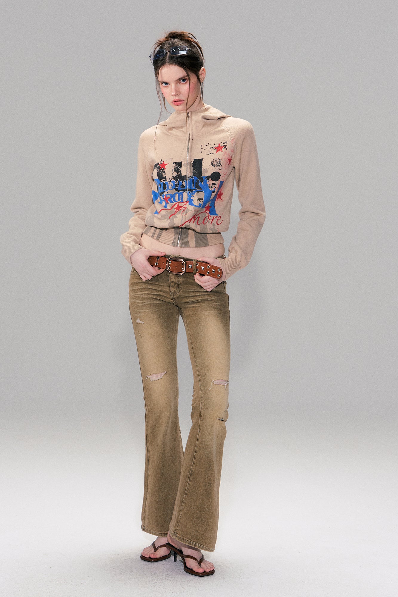 THE NEVERMORE Graphic Knit Zip-Up Hoodie