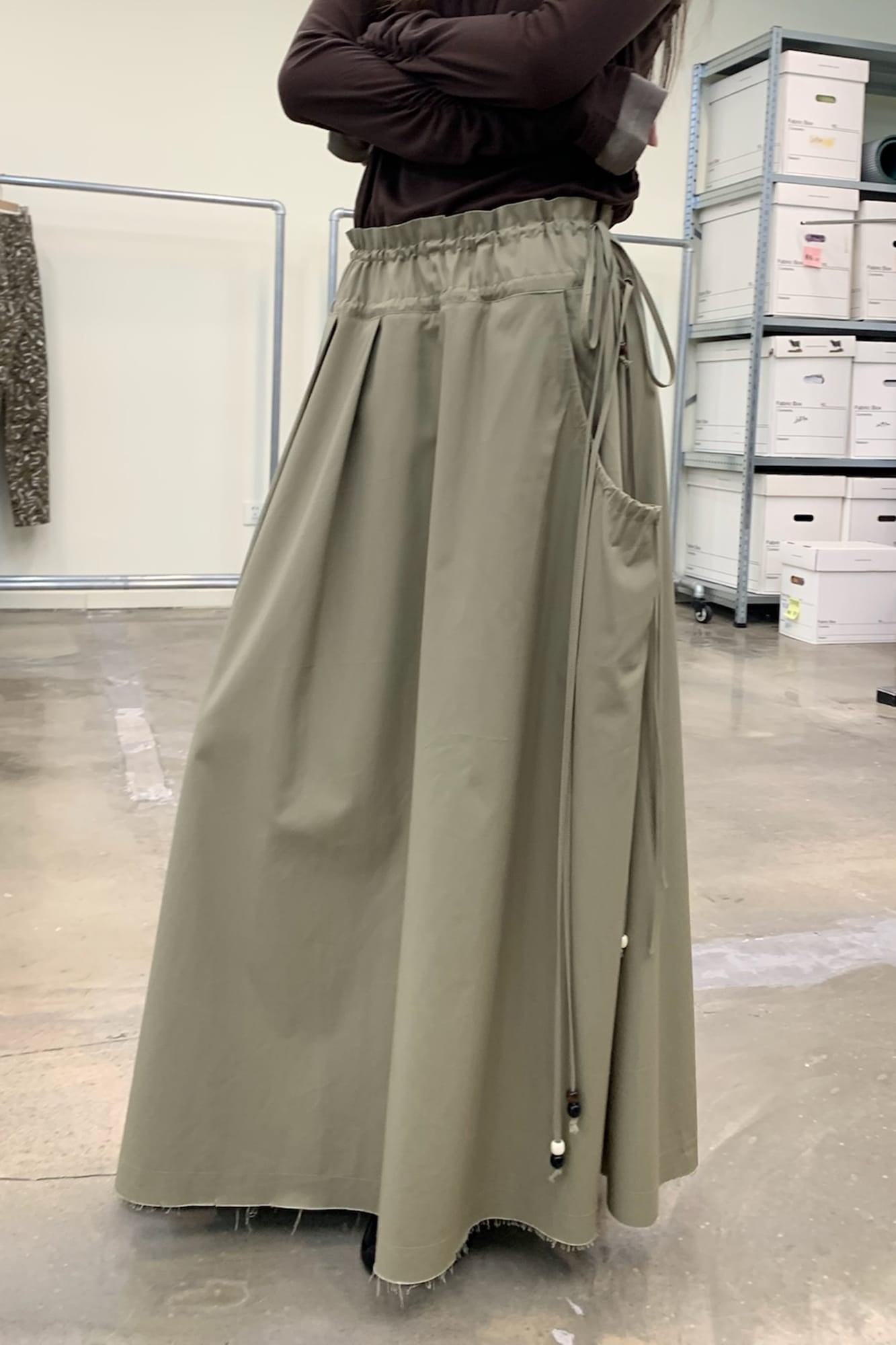 NEVERSEEZ Drawstring Ruched Utility Pocket Maxi Skirt