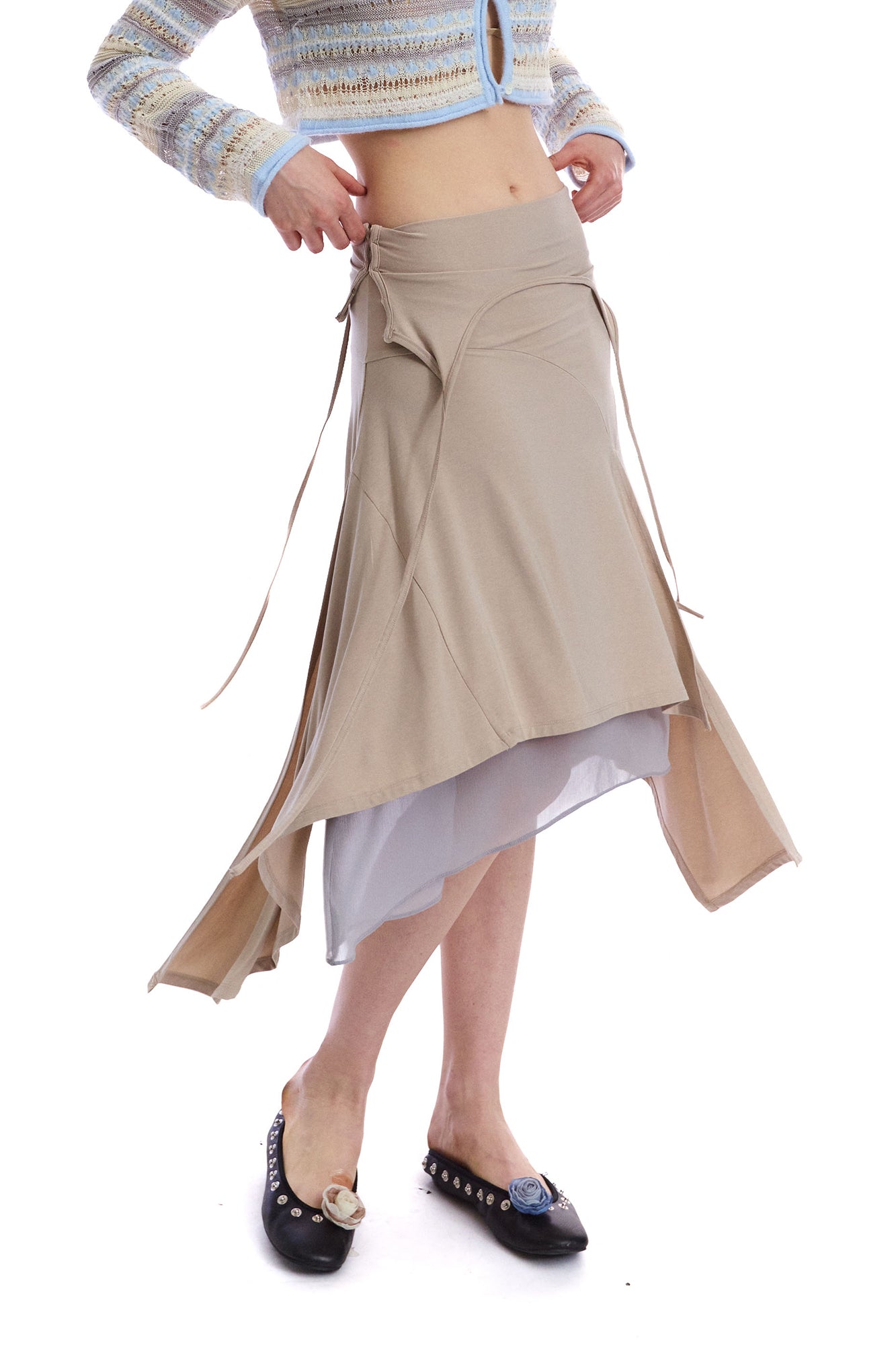 NEVERSEEZ Convertible Layered Fold-Over Skirt
