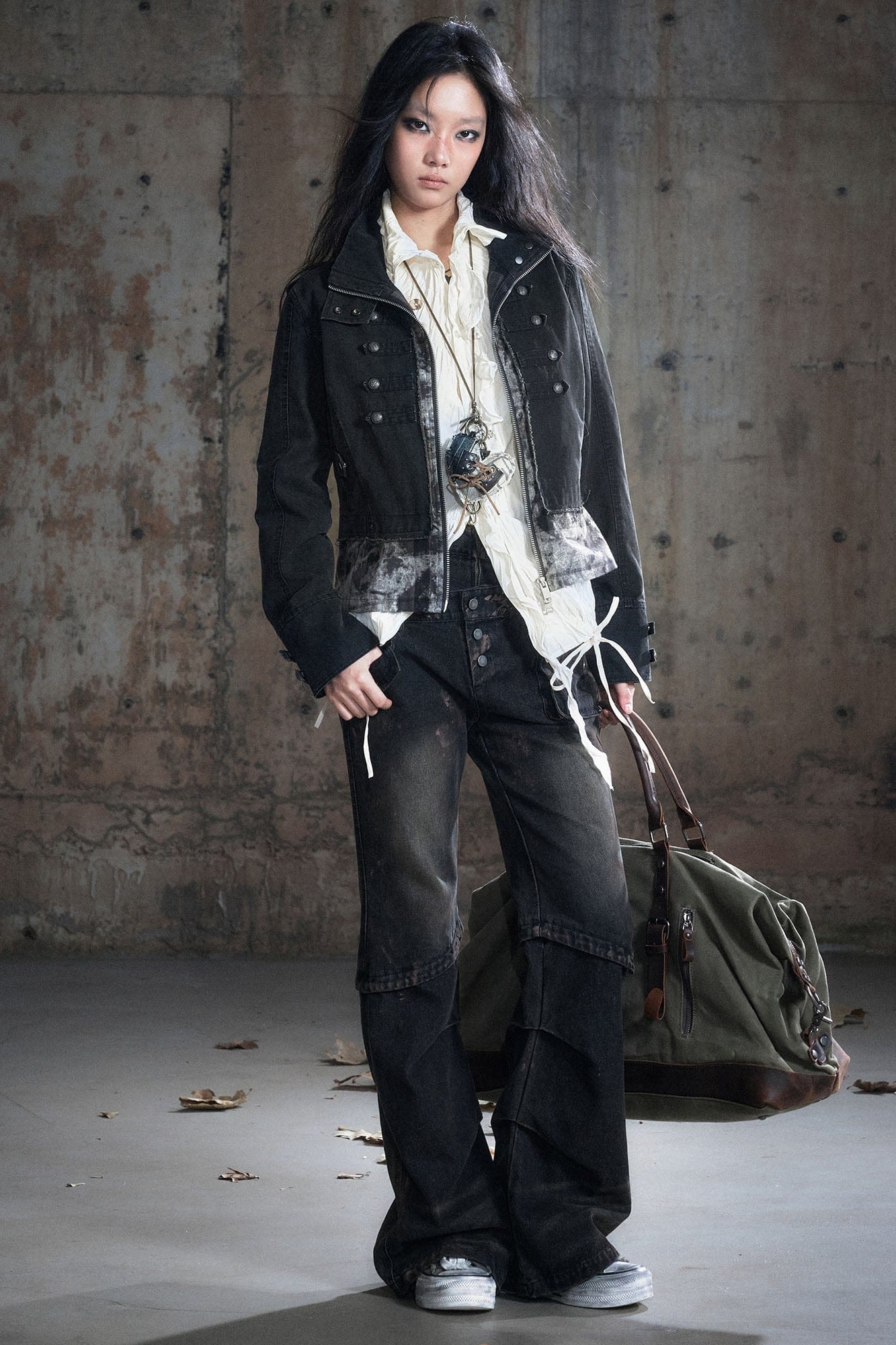 CESTNOUS Ruched Ruffle Spliced Shirt