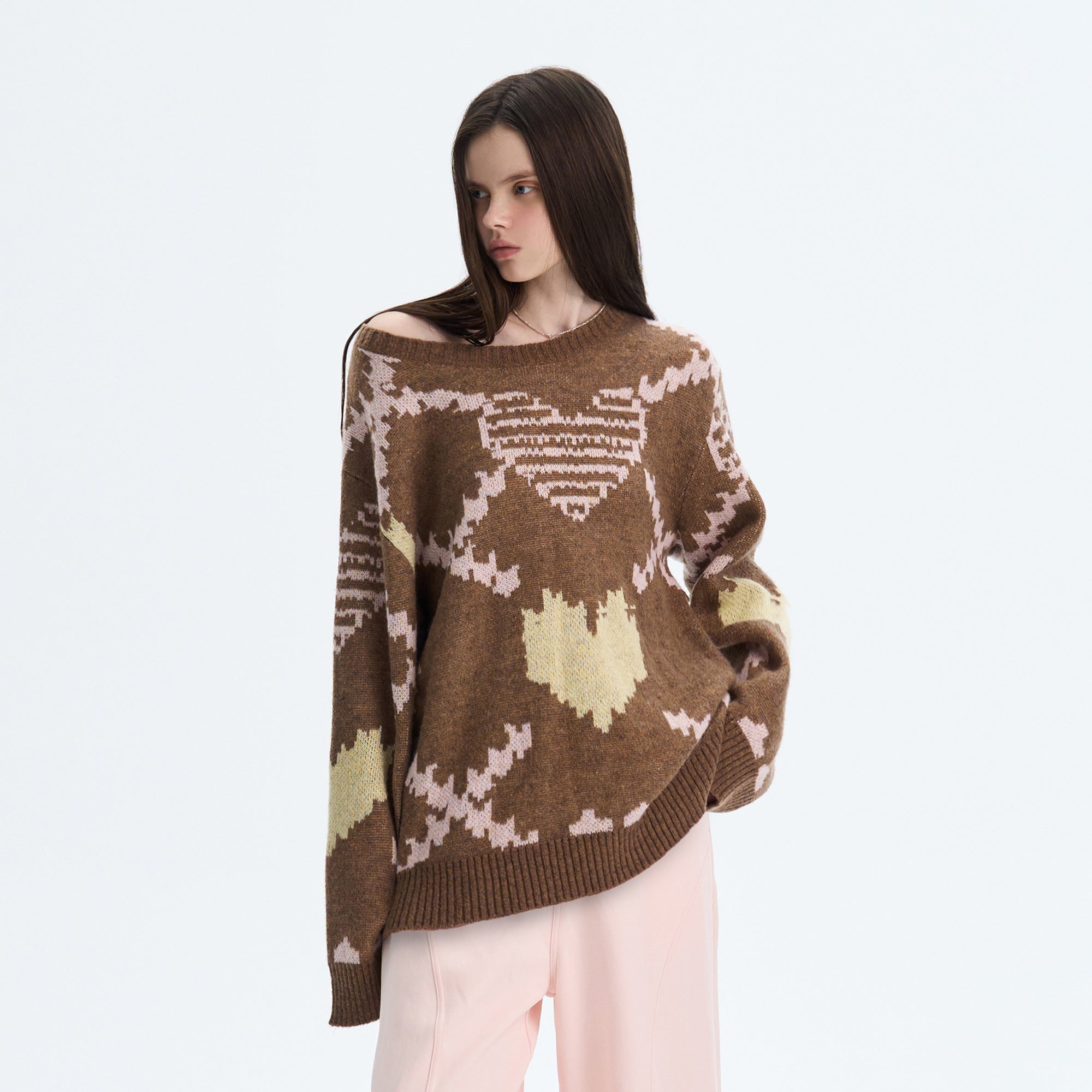 THE NEVERMORE Pixel Heart Jacquard Sweater