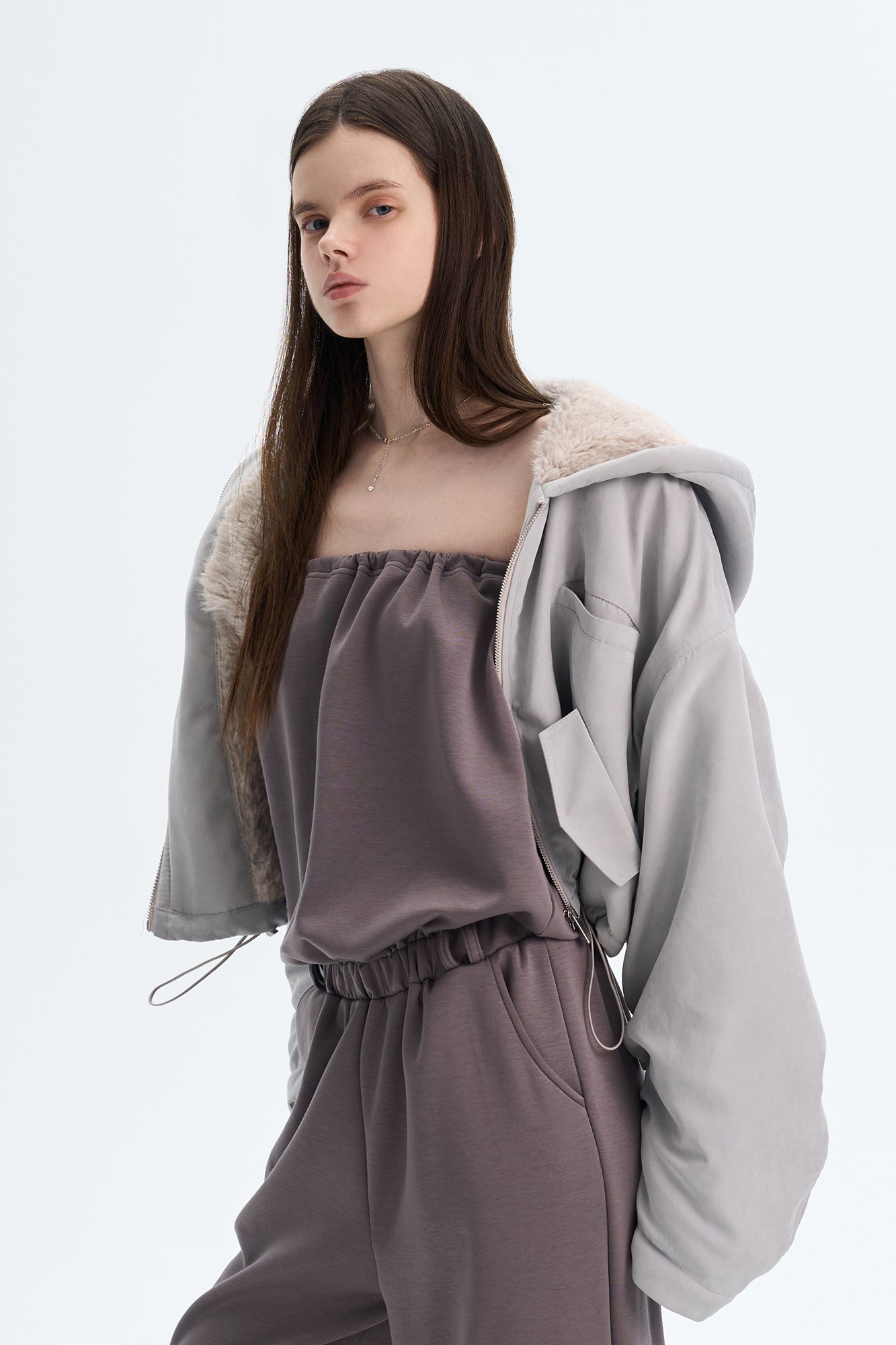 THE NEVERMORE Faux Fur Lined Cropped Parka