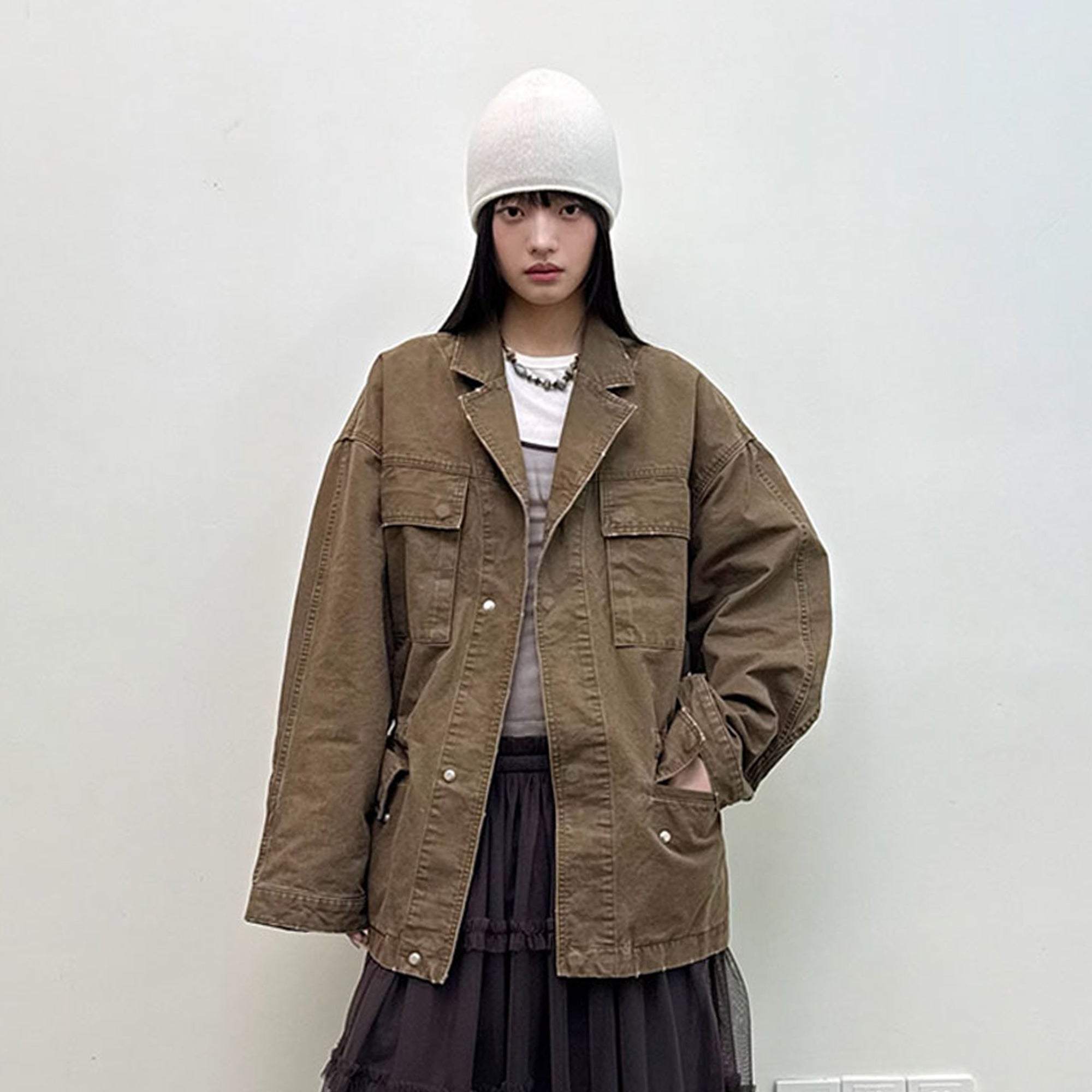 NEVERSEEZ Drawstring-Waist Utility Jacket