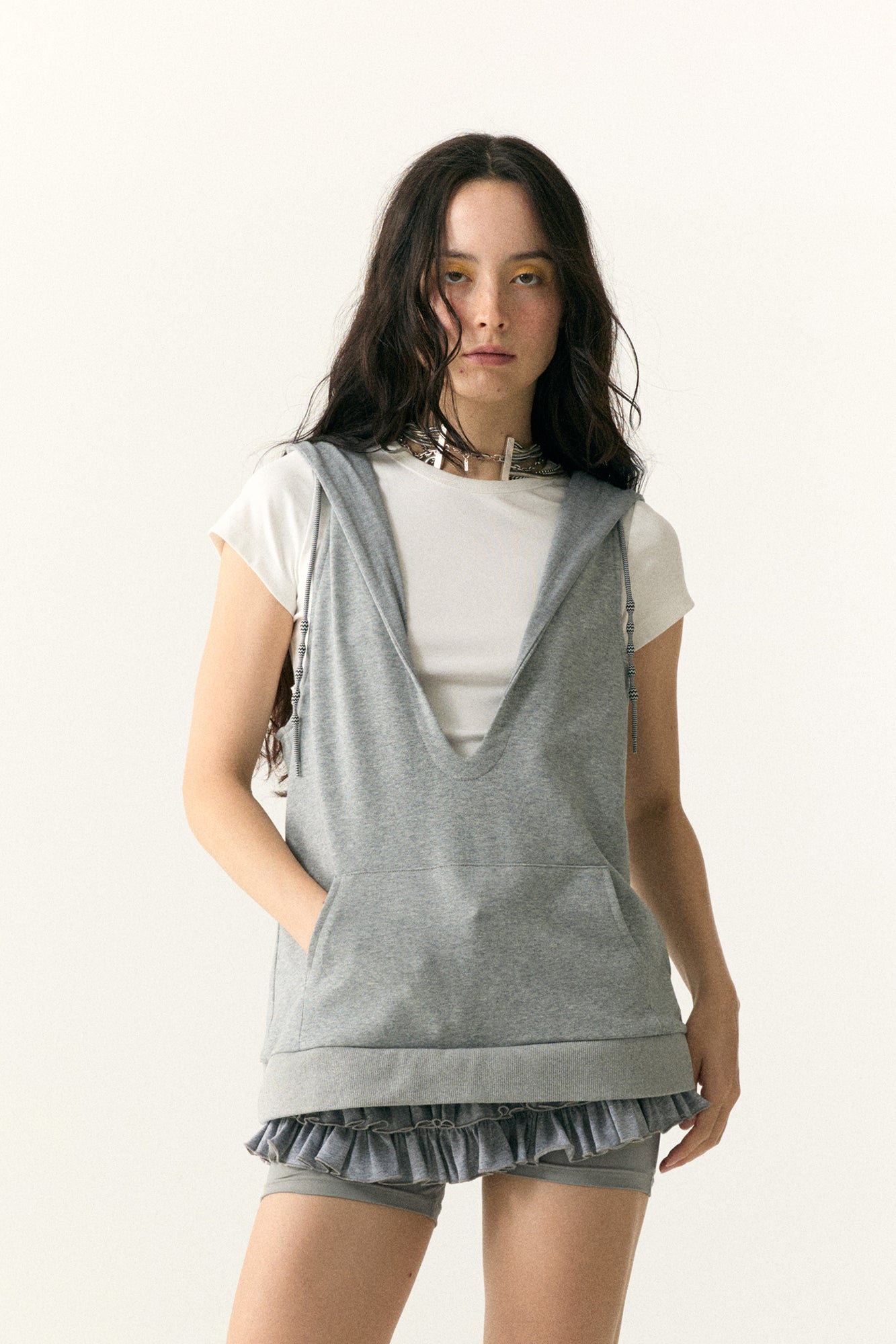 WII WIL Cat-Ear Hooded Keyhole Tank Top