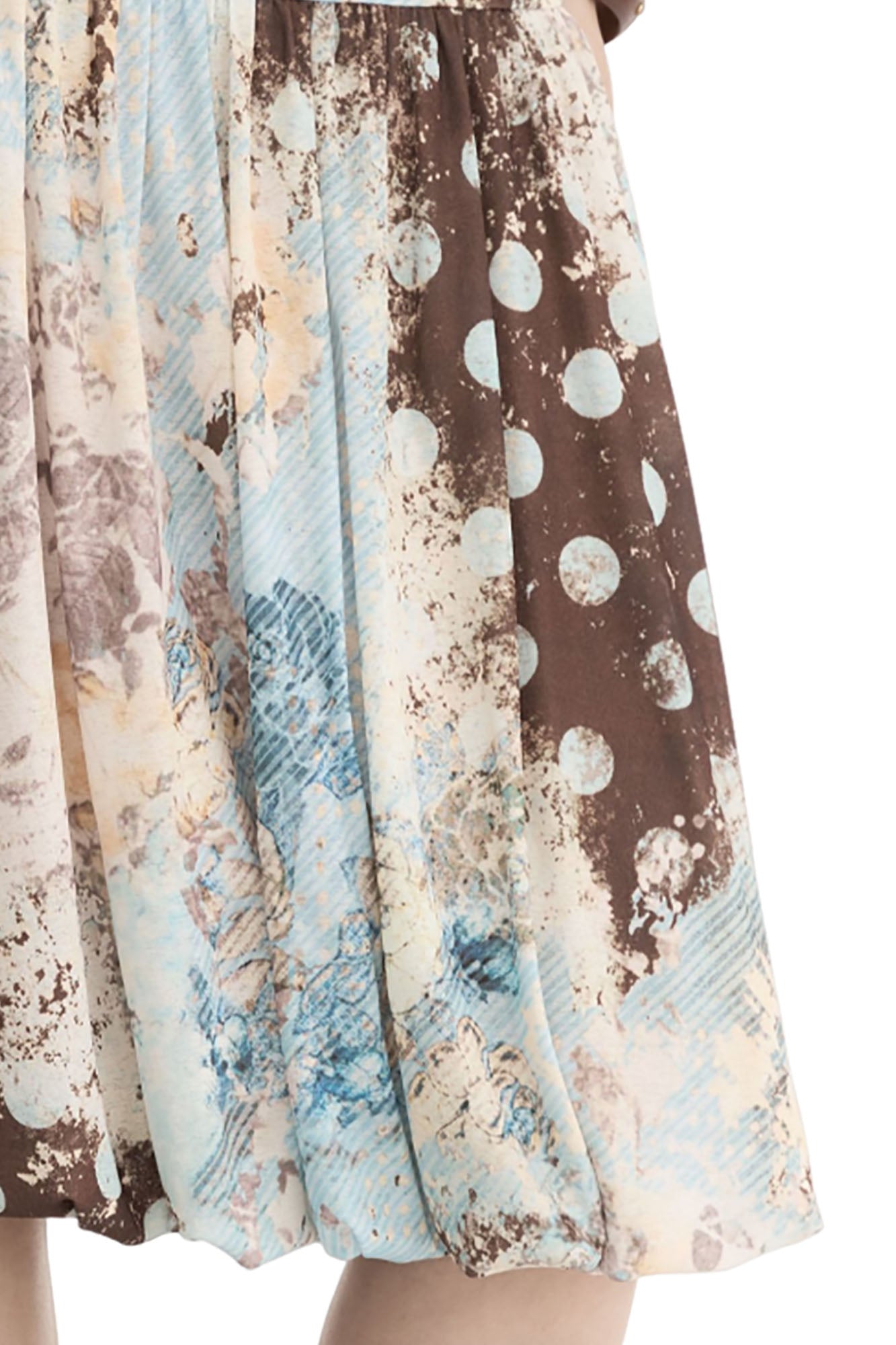 CONFUN Contrast Spliced Floral Skirt
