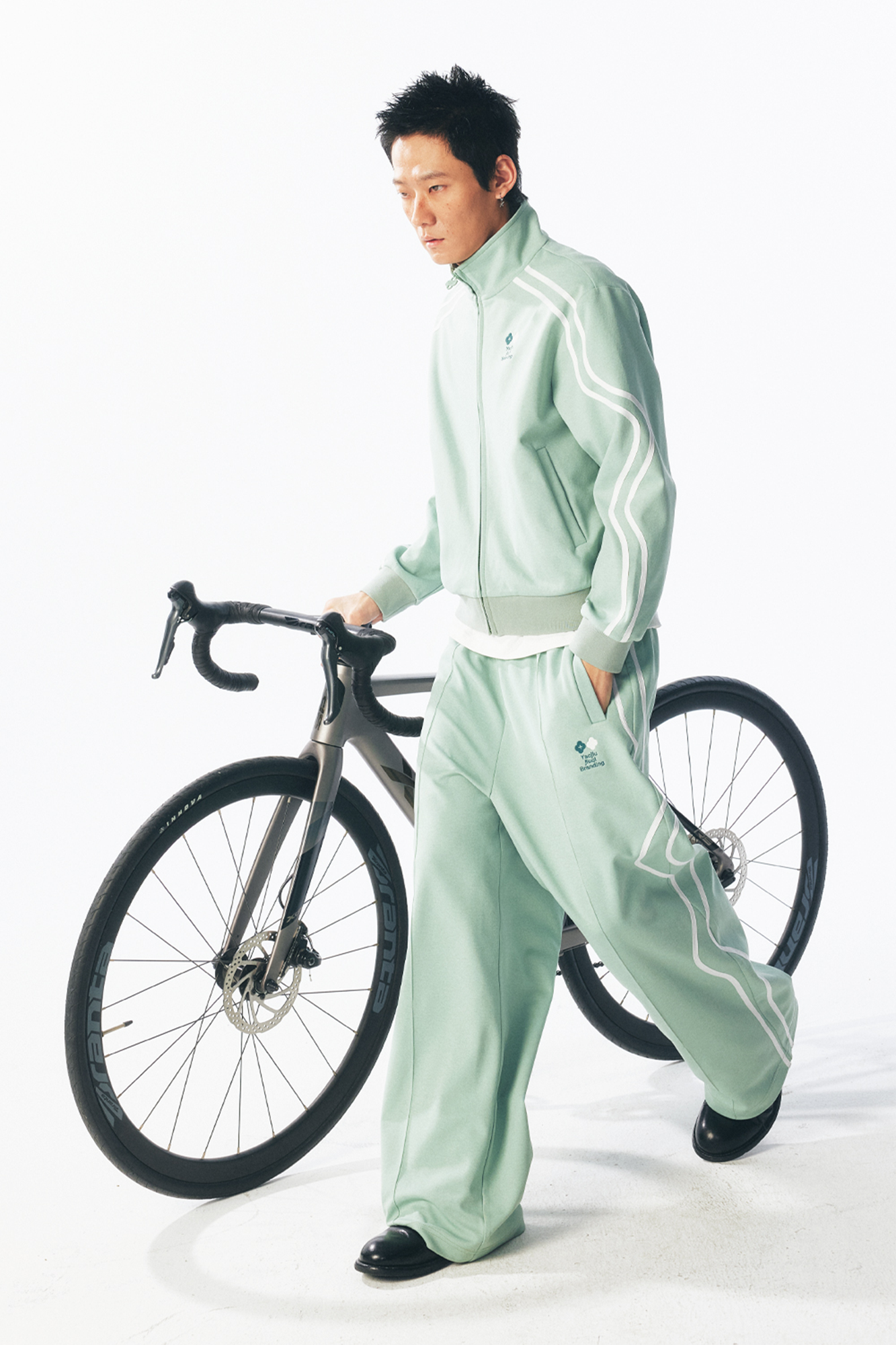 1997 POSTOFFICE Contrast Curved-Stripe Quick-Dry Track Pants