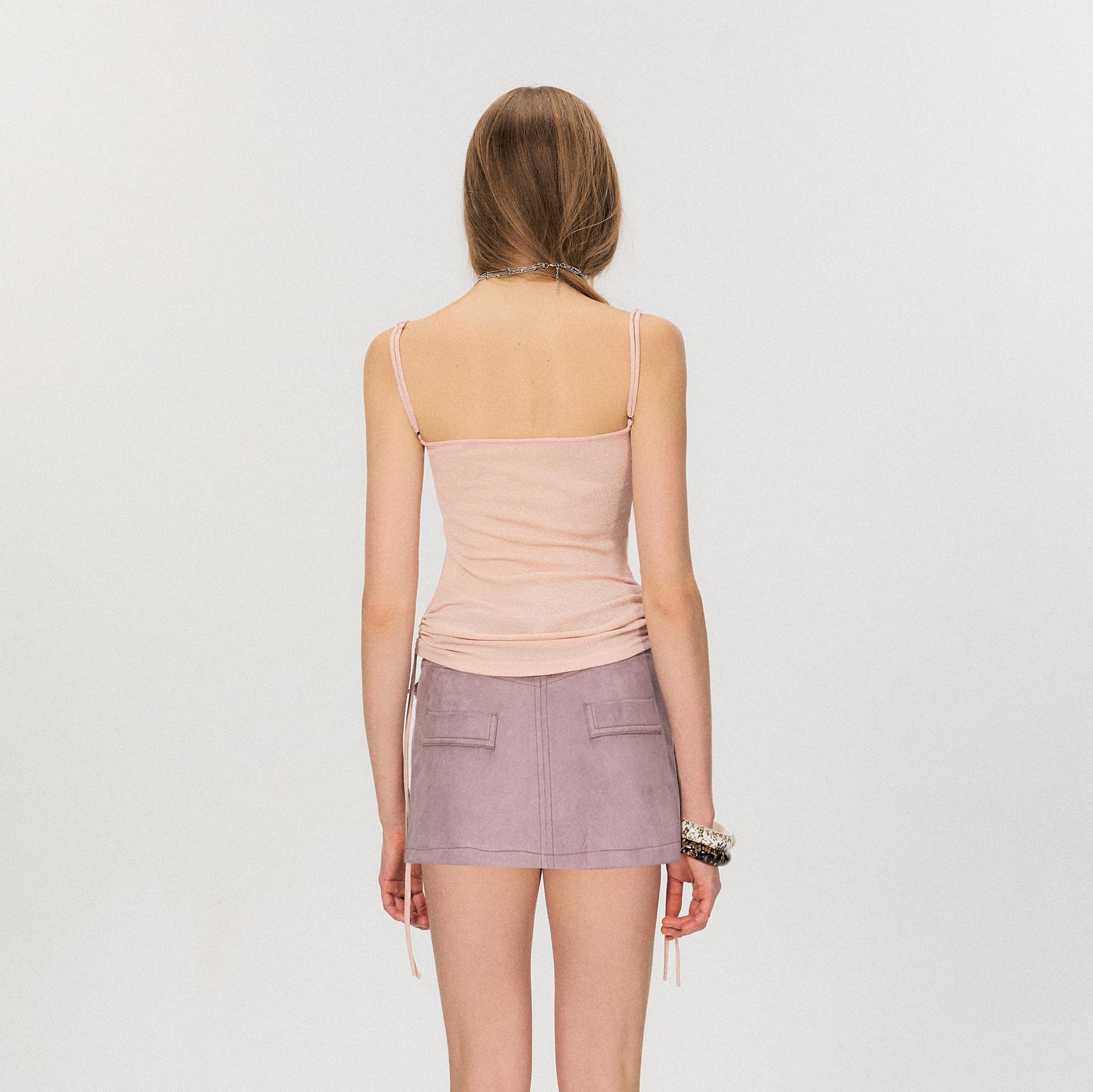 THE NEVERMORE Ruched Hem Adjustable Sequin Cami Top