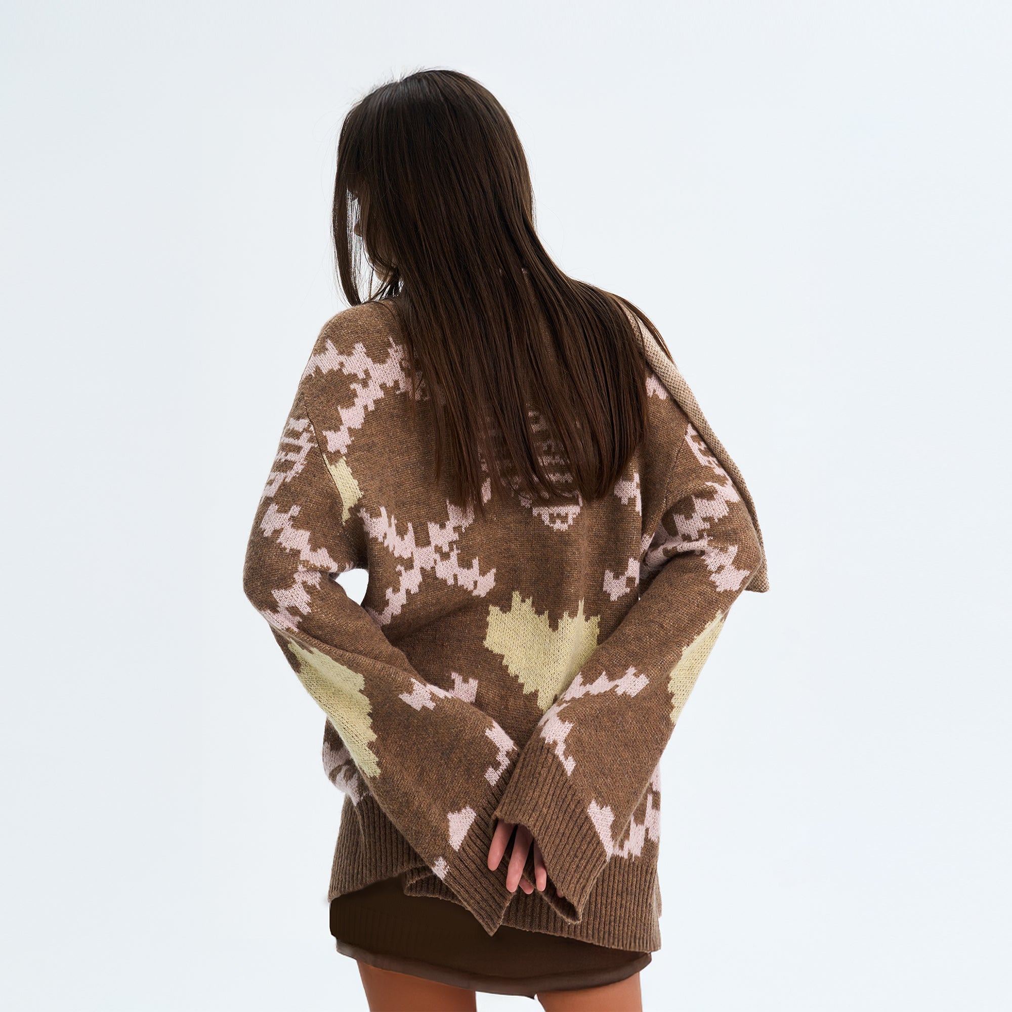 THE NEVERMORE Pixel Heart Jacquard Sweater