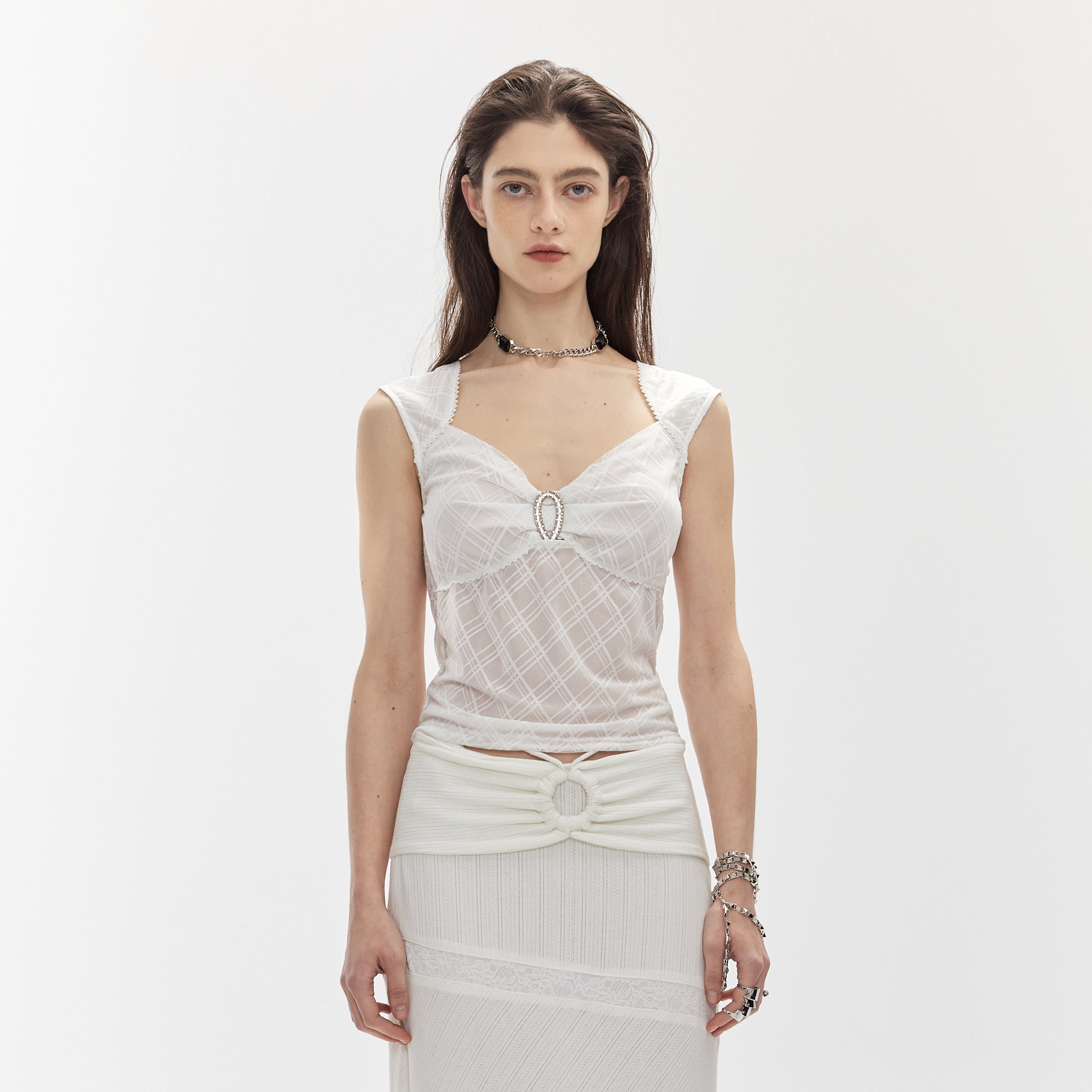 JIUWU PARK Argyle Paneled Ring Detail Top