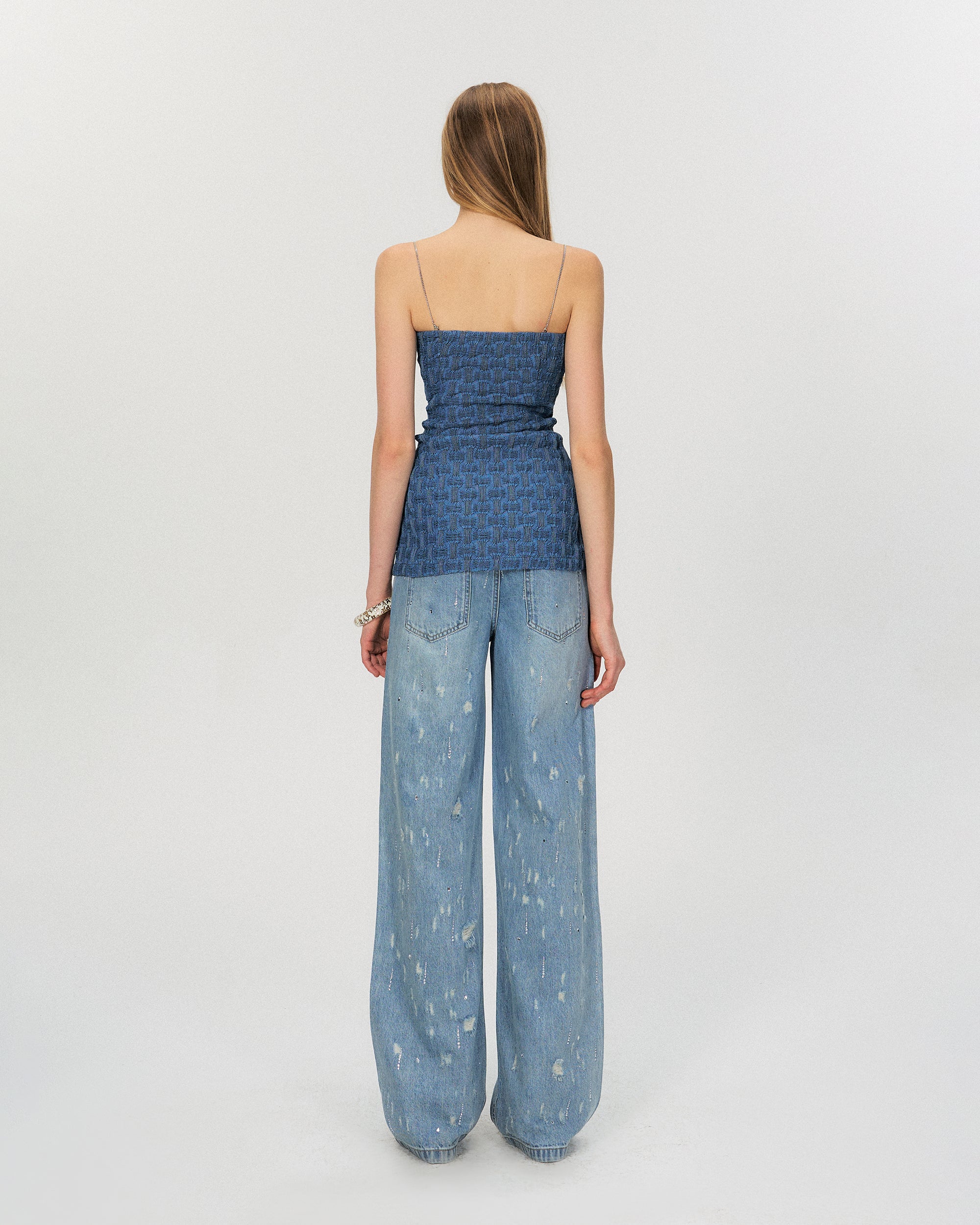 THE NEVERMORE Retro Distressed Diamond Straight Jeans