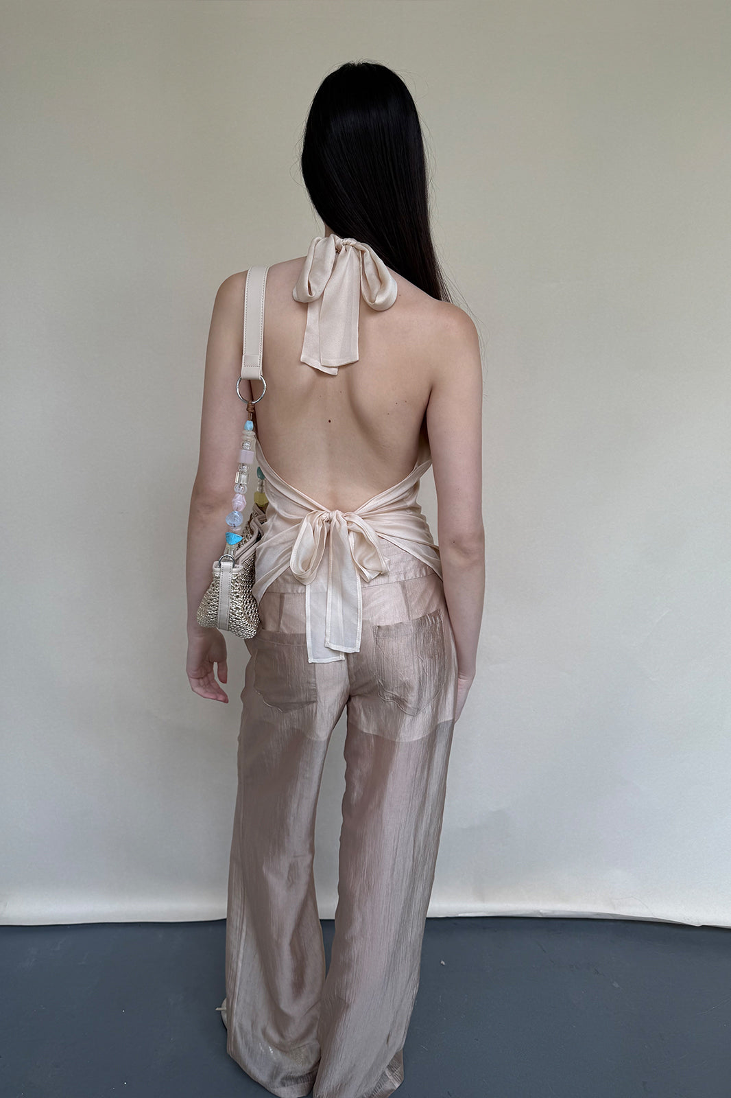 DOTYEARS Side-Tie Sheer Wide-Leg Pants