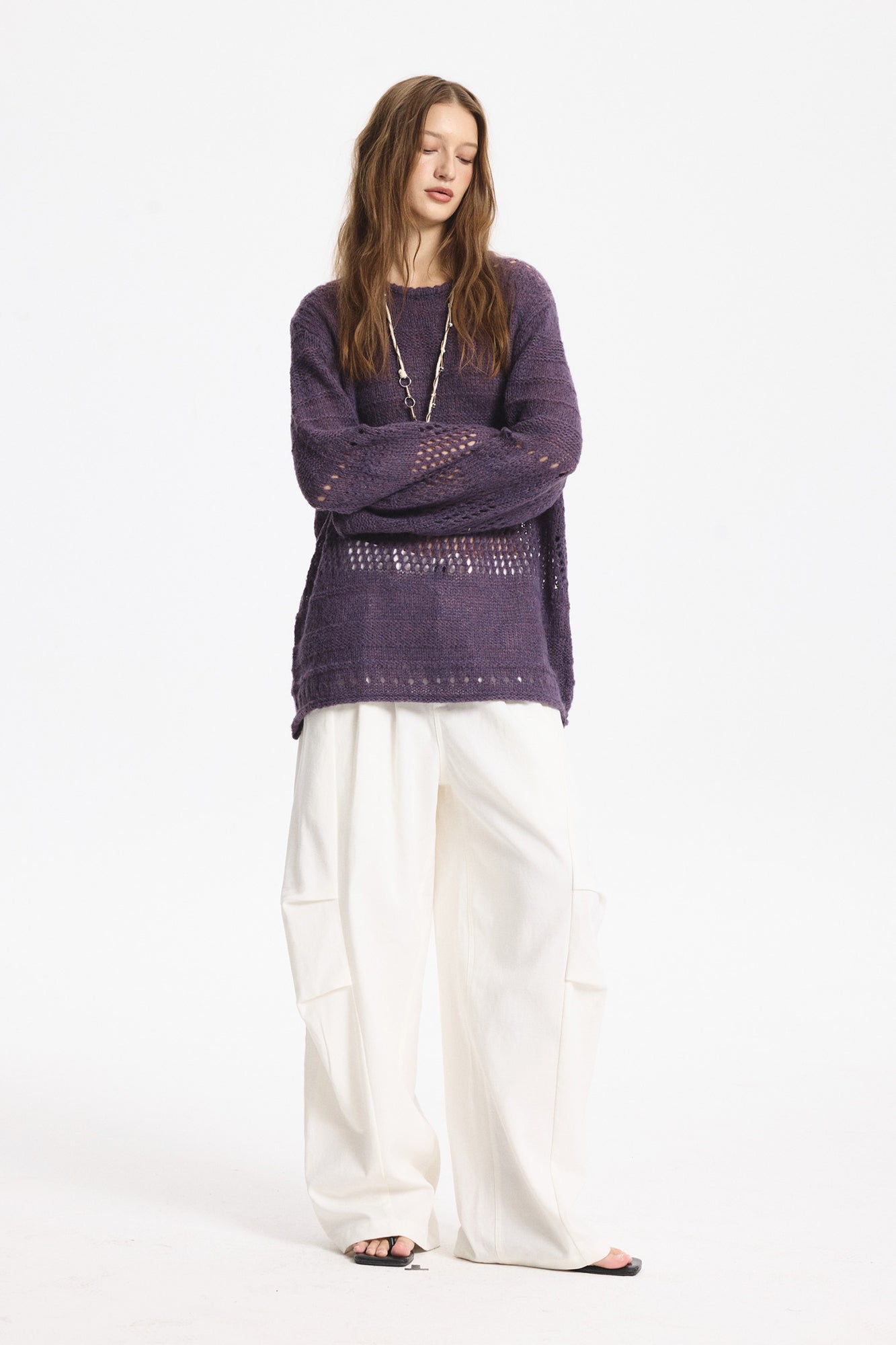 LEONSENSE Mohair-Blend Open-Knit Oversized Sweater