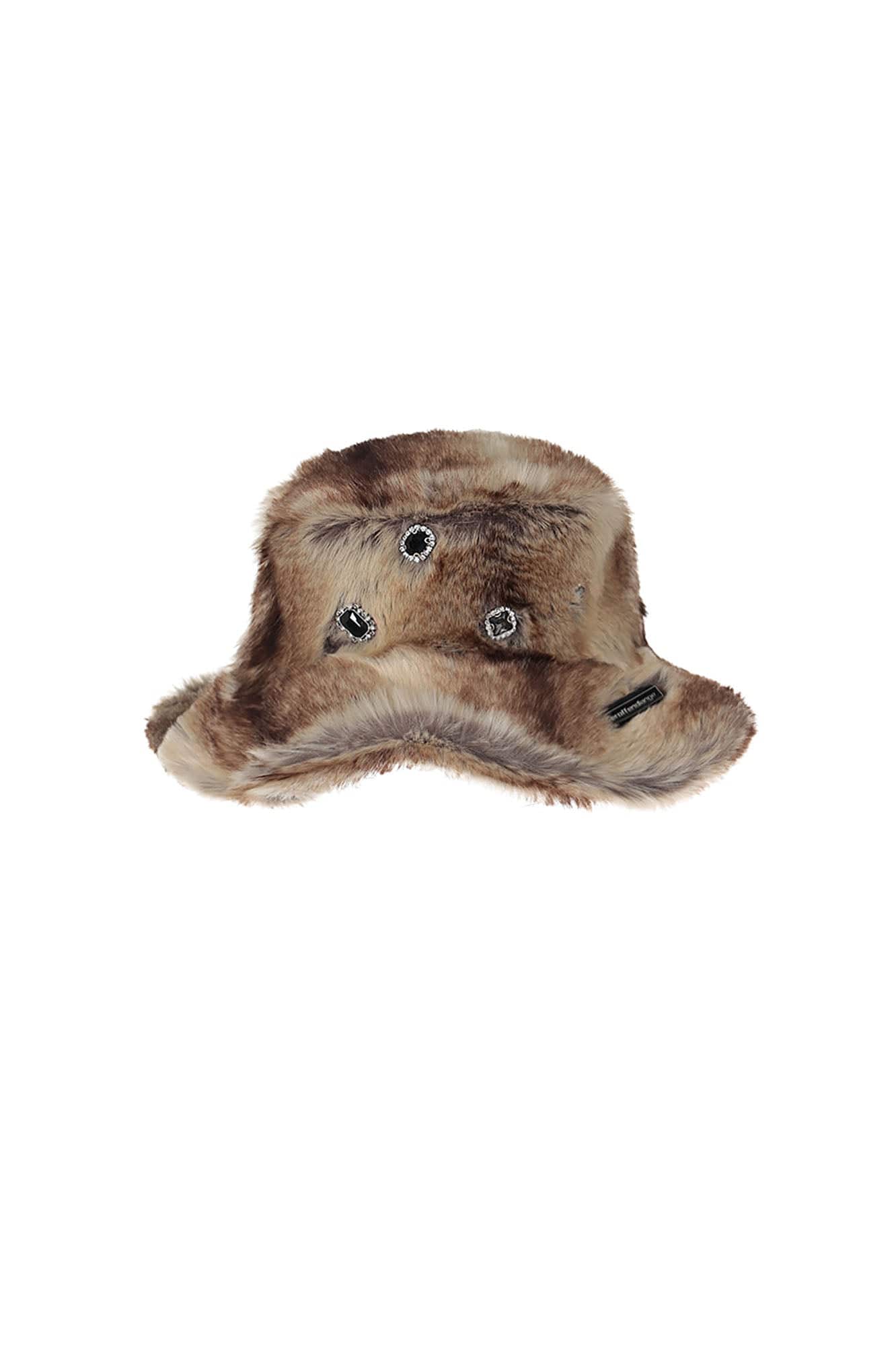 NEVER OFFEND L ANGEL Gem-Embellished Furry Bucket Hat