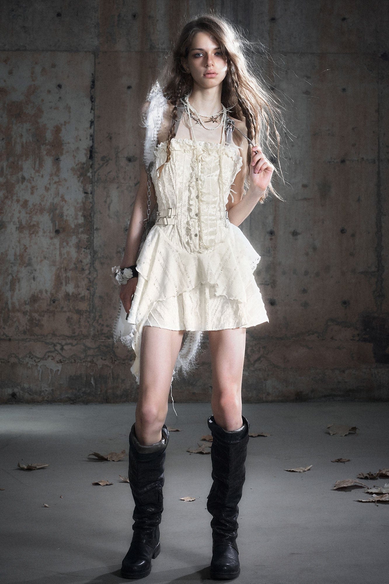 CESTNOUS Ruffled Trim Corset Layered Mini Dress