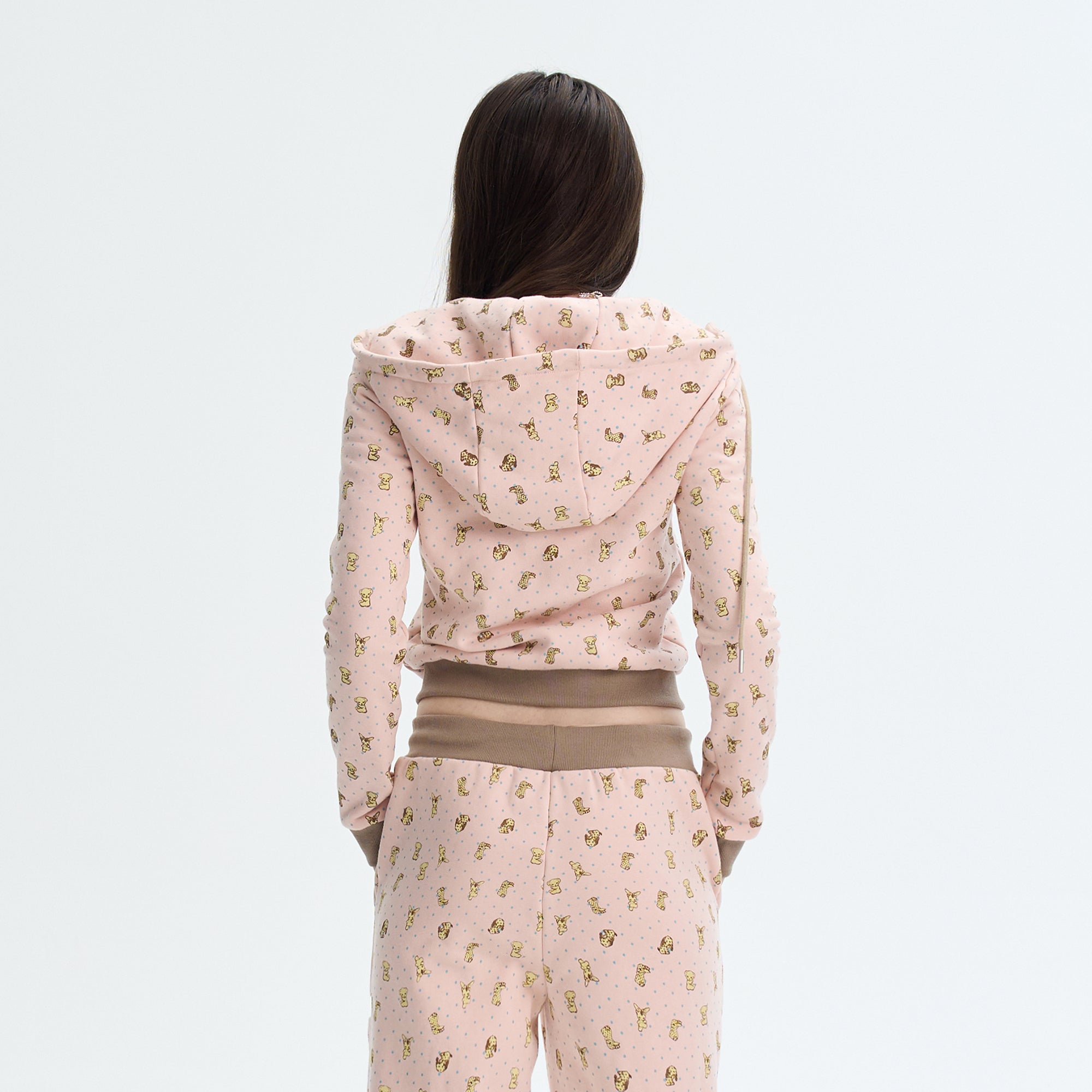 THE NEVERMORE Contrast-Waist Puppy Full-Print Zip Hoodie