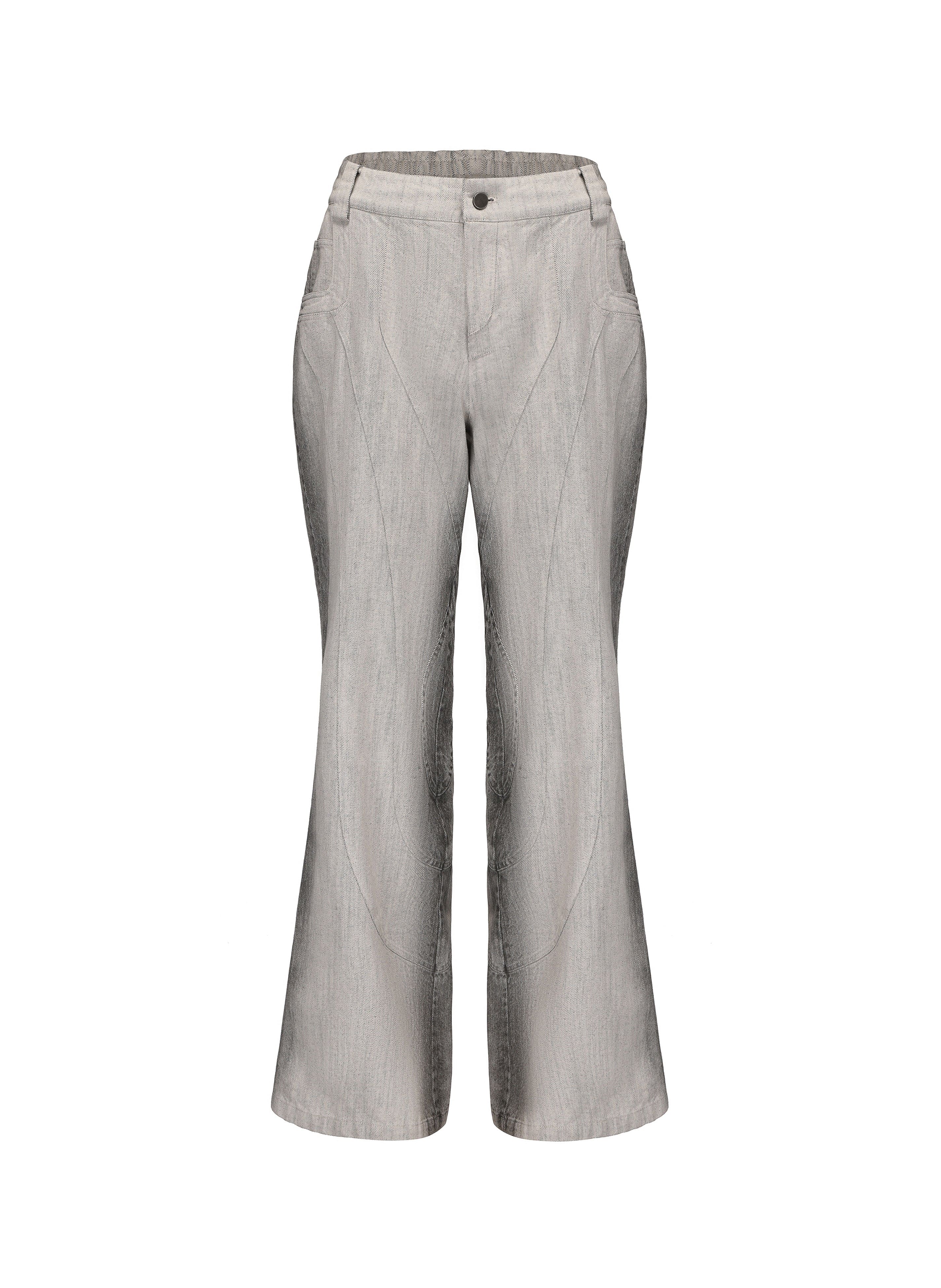 VANN VALRENCE Curved Panel Gradient Washed Flared Jeans, premium urban and streetwear designers apparel on PROJECTISR.com, VANN VALRENCE