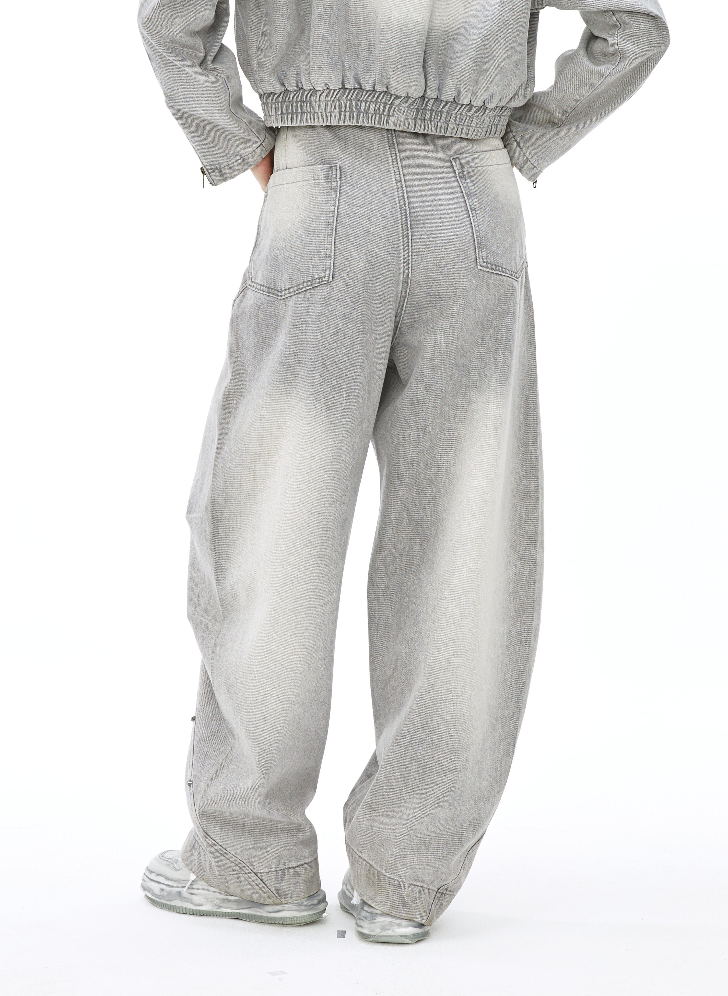 VANN VALRENCE Washed Riveted Curved-Seam Denim Pants, premium urban and streetwear designers apparel on PROJECTISR.com, VANN VALRENCE