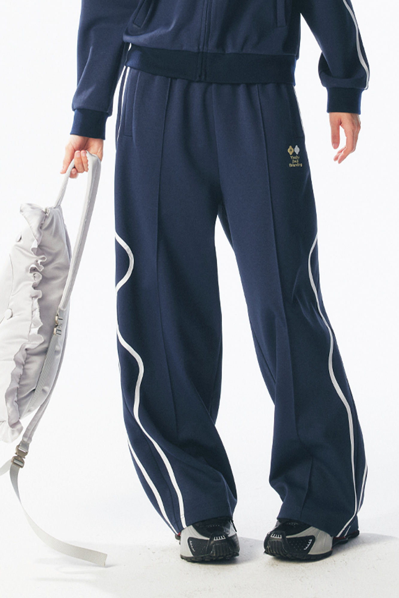 1997 POSTOFFICE Contrast Curved-Stripe Quick-Dry Track Pants