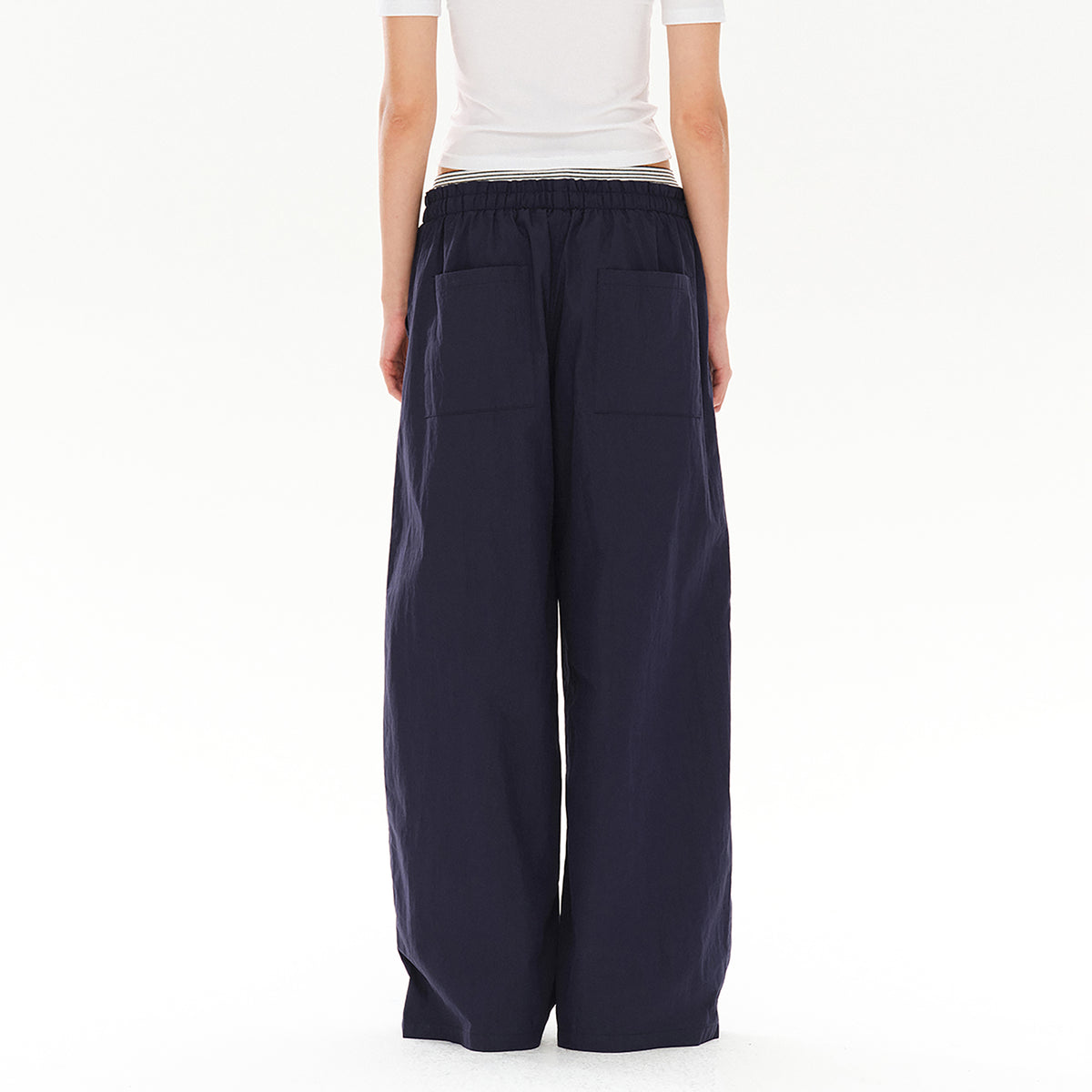COSTUSTOOT Striped Spliced Wide-Leg Parachute Pants