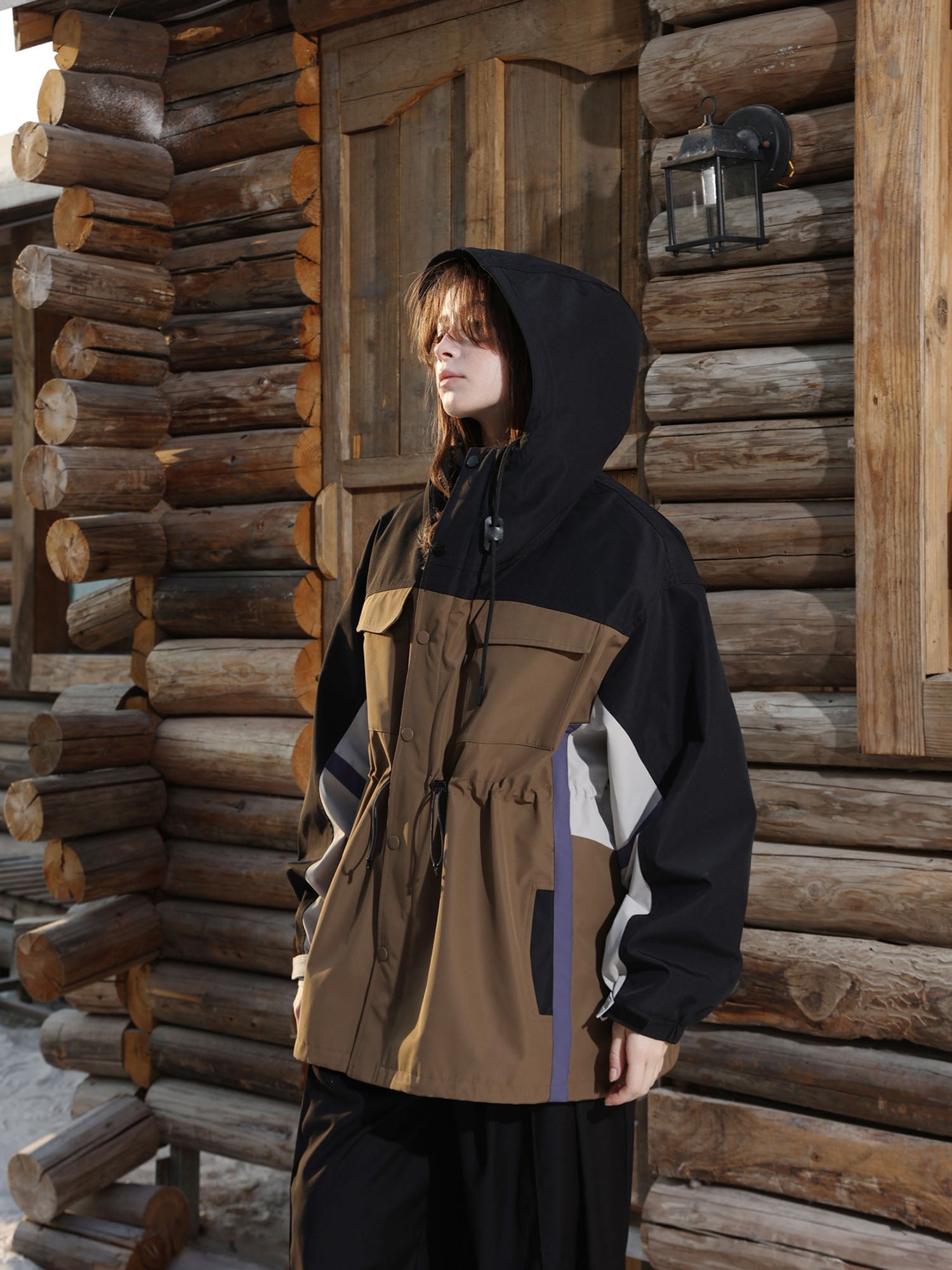 ERROR CODE ROBOT Contrast Waterproof Windbreaker with Detachable Down Vest