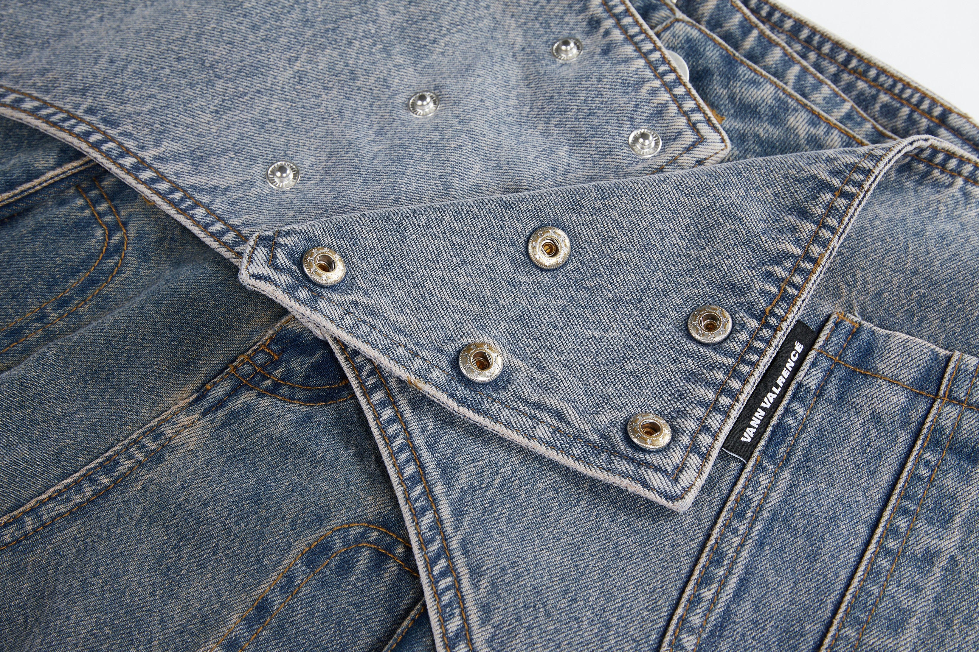 VANN VALRENCE Detachable Overlay Structural Panel Zip Jeans, premium urban and streetwear designers apparel on PROJECTISR.com, VANN VALRENCE