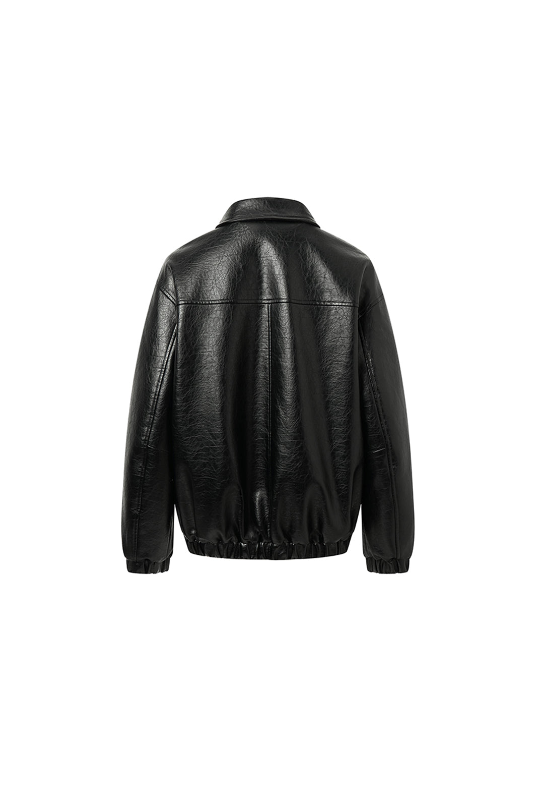 CHICCHICK Detachable Wool Collar Faux Leather Jacket
