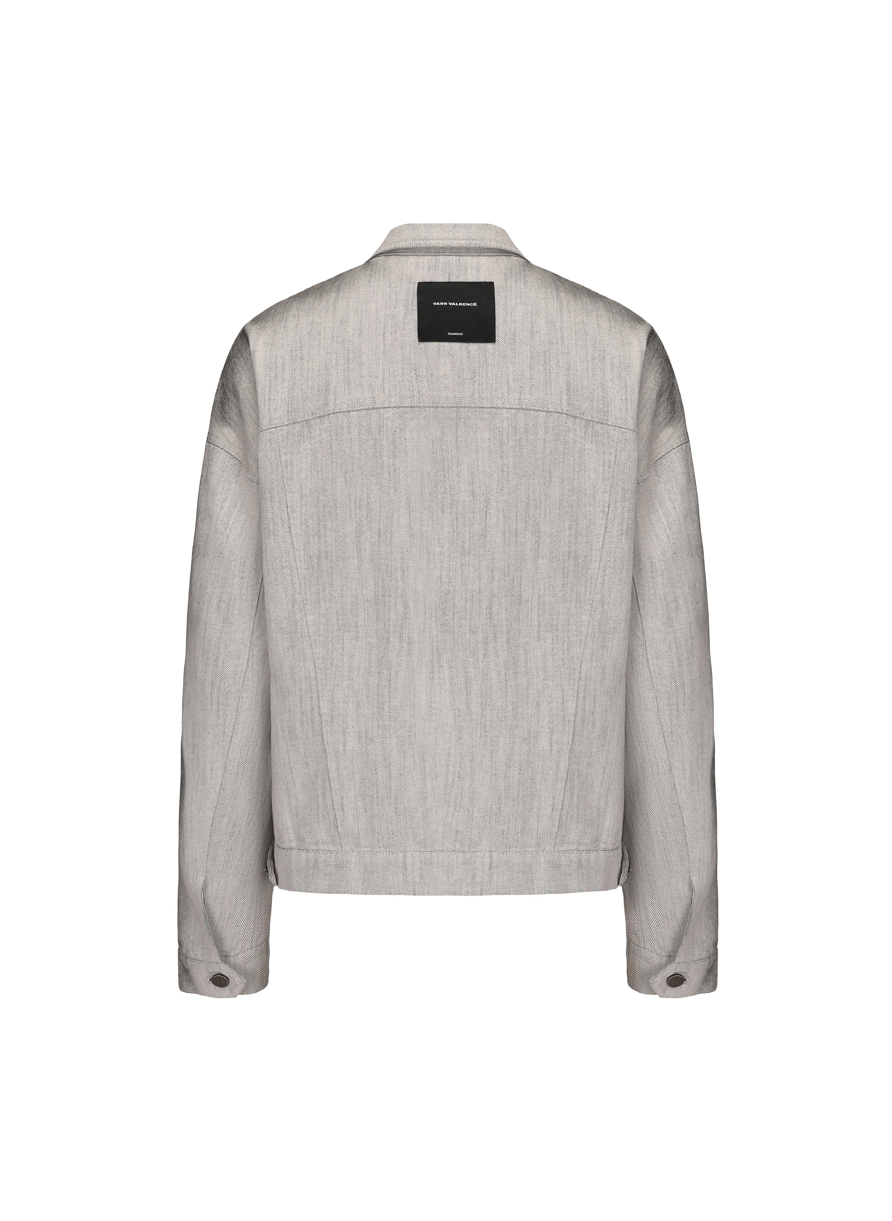 VANN VALRENCE Structured Panel Gradient Sleeve Washed Denim Jacket, premium urban and streetwear designers apparel on PROJECTISR.com, VANN VALRENCE