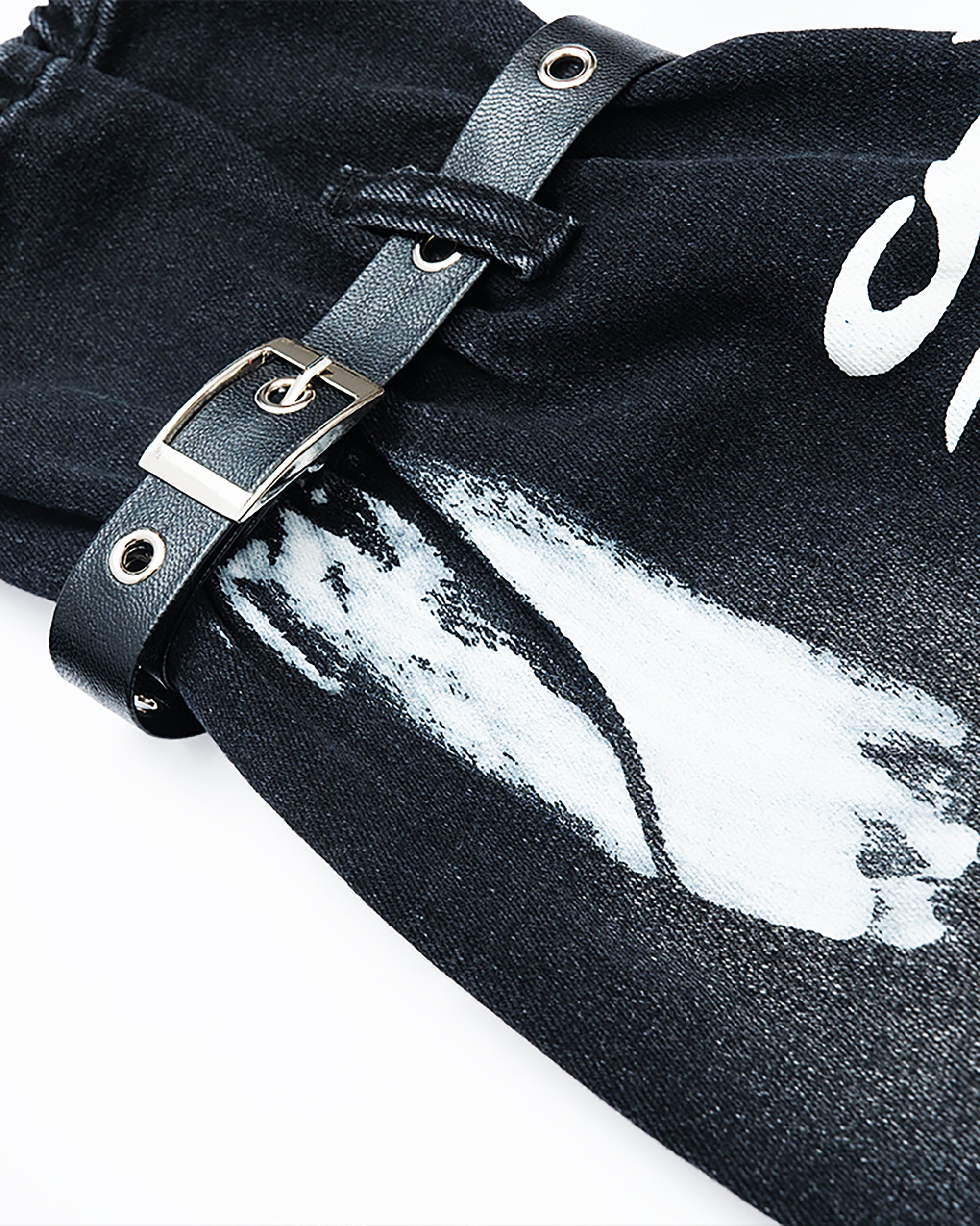 MOGONGSHE Detachable Sleeves Buckled Corset Top