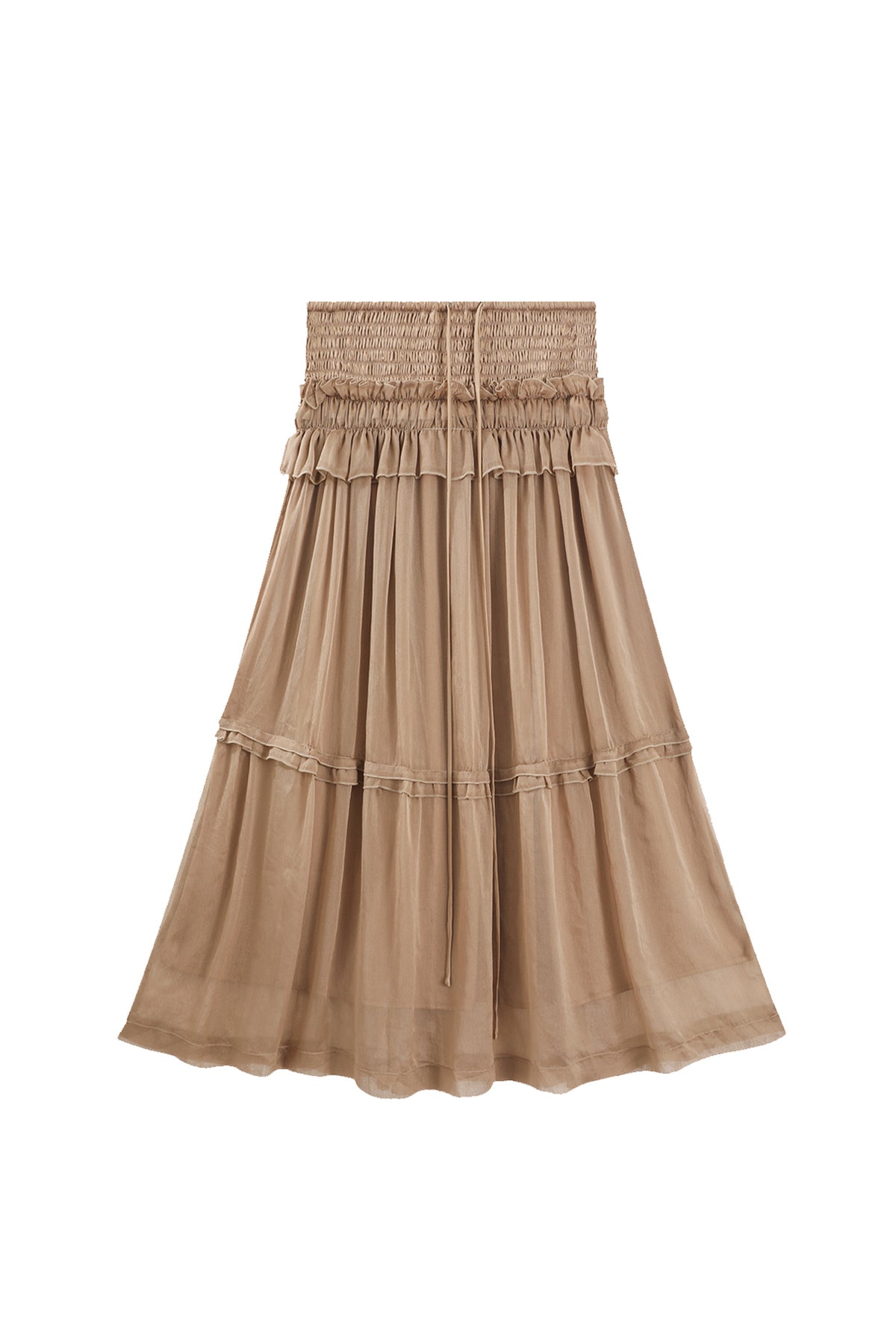 CHANGGUANG YUANZI Spliced Lace Drawstring Flared Skirt