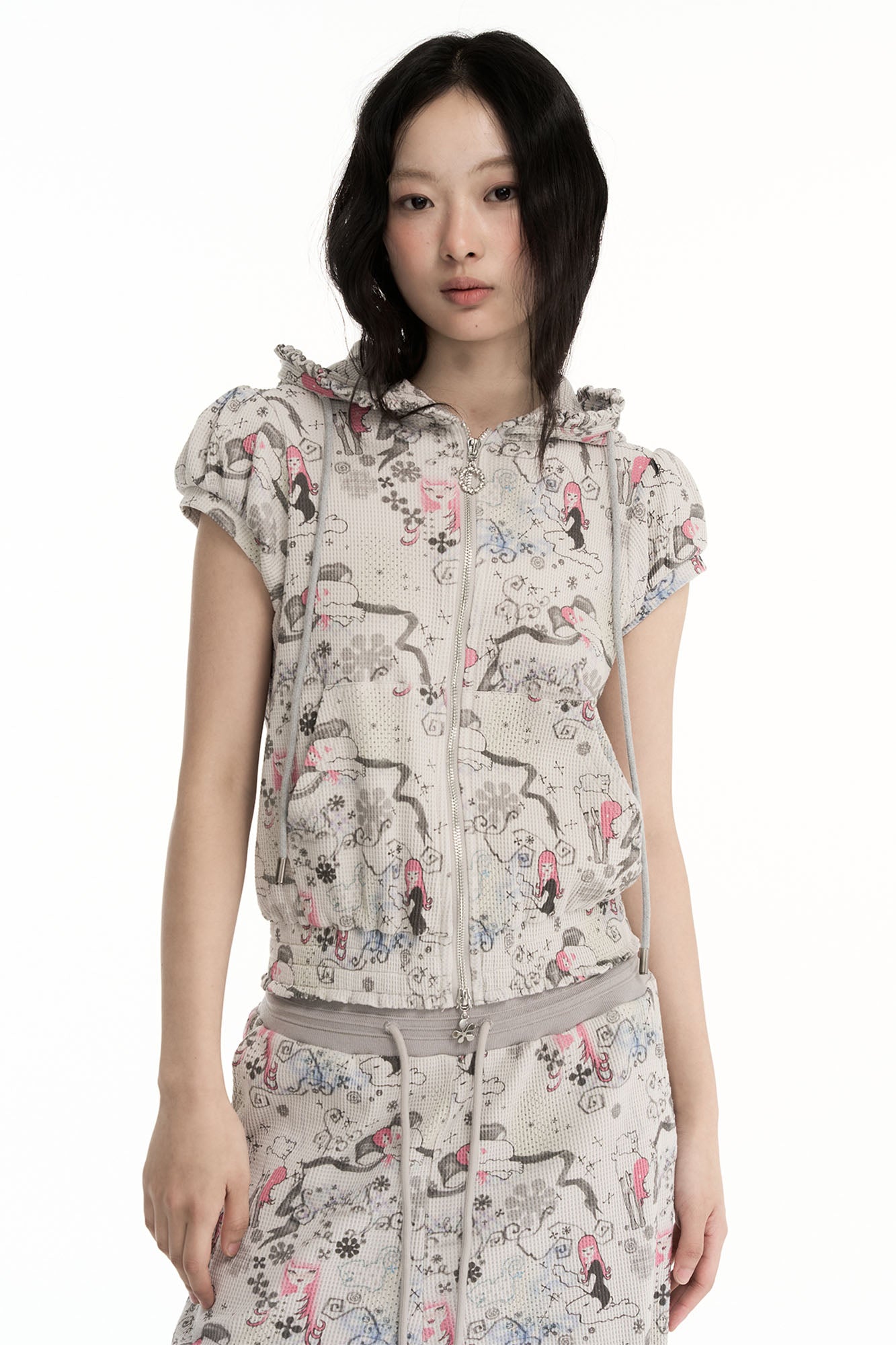 CONFUN Fantasy Full-Print Zip-Up Hooded Tee