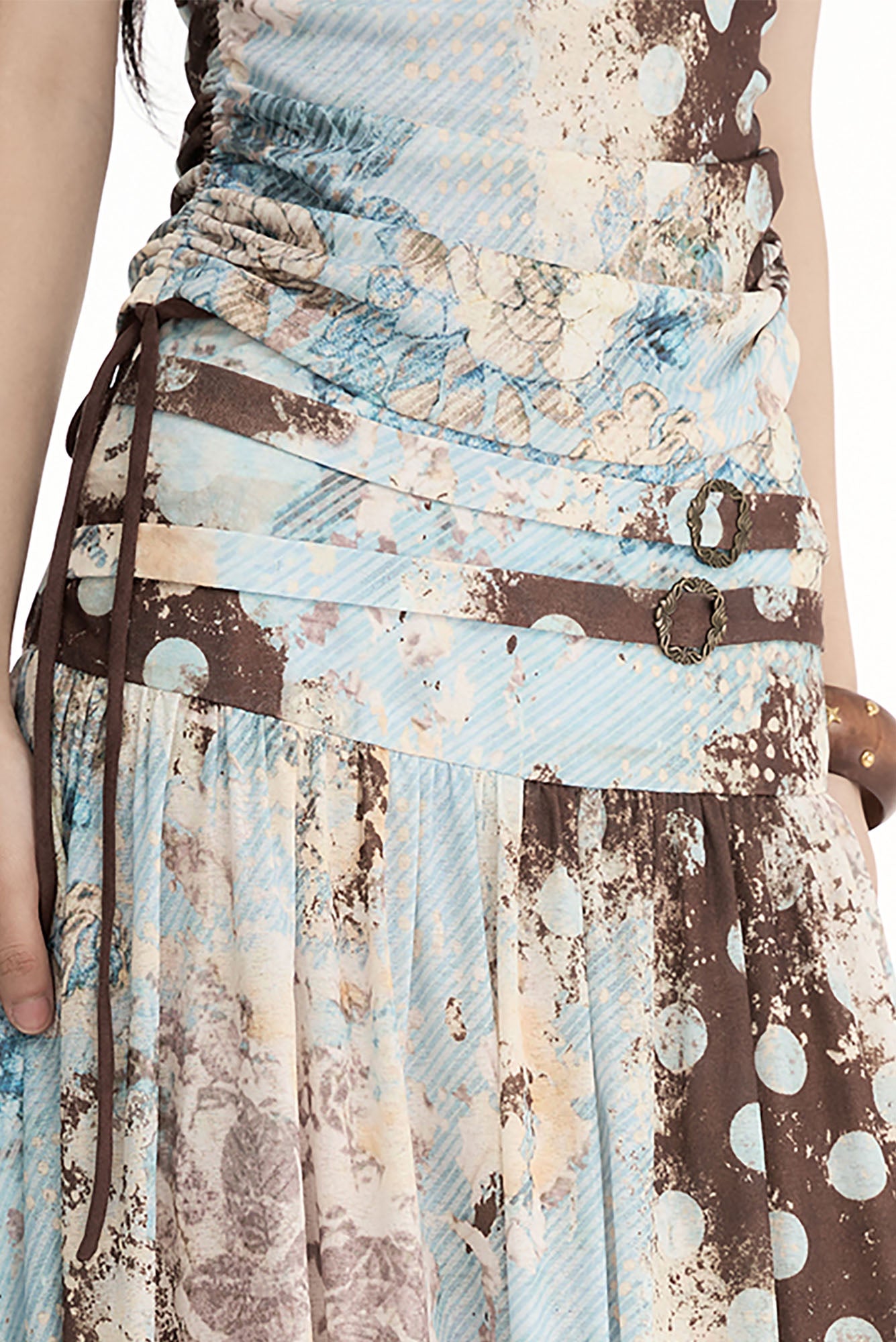 CONFUN Contrast Spliced Floral Skirt