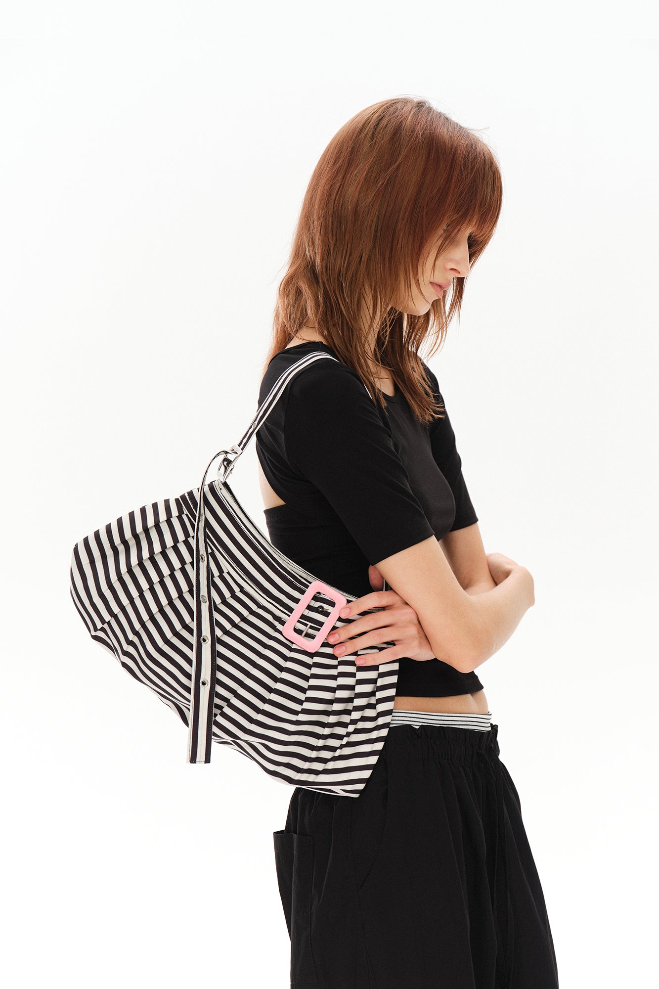 COSTUSTOOT Pleated Buckle Shoulder Bag