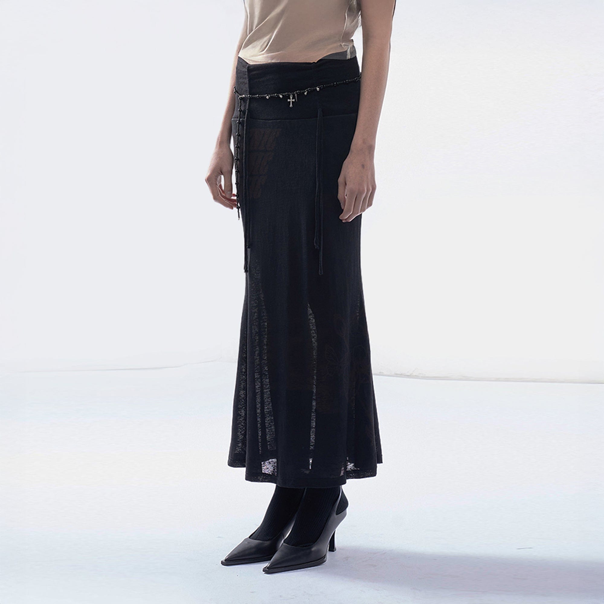 EMOHA Drawstring Sheer Mermaid Skirt