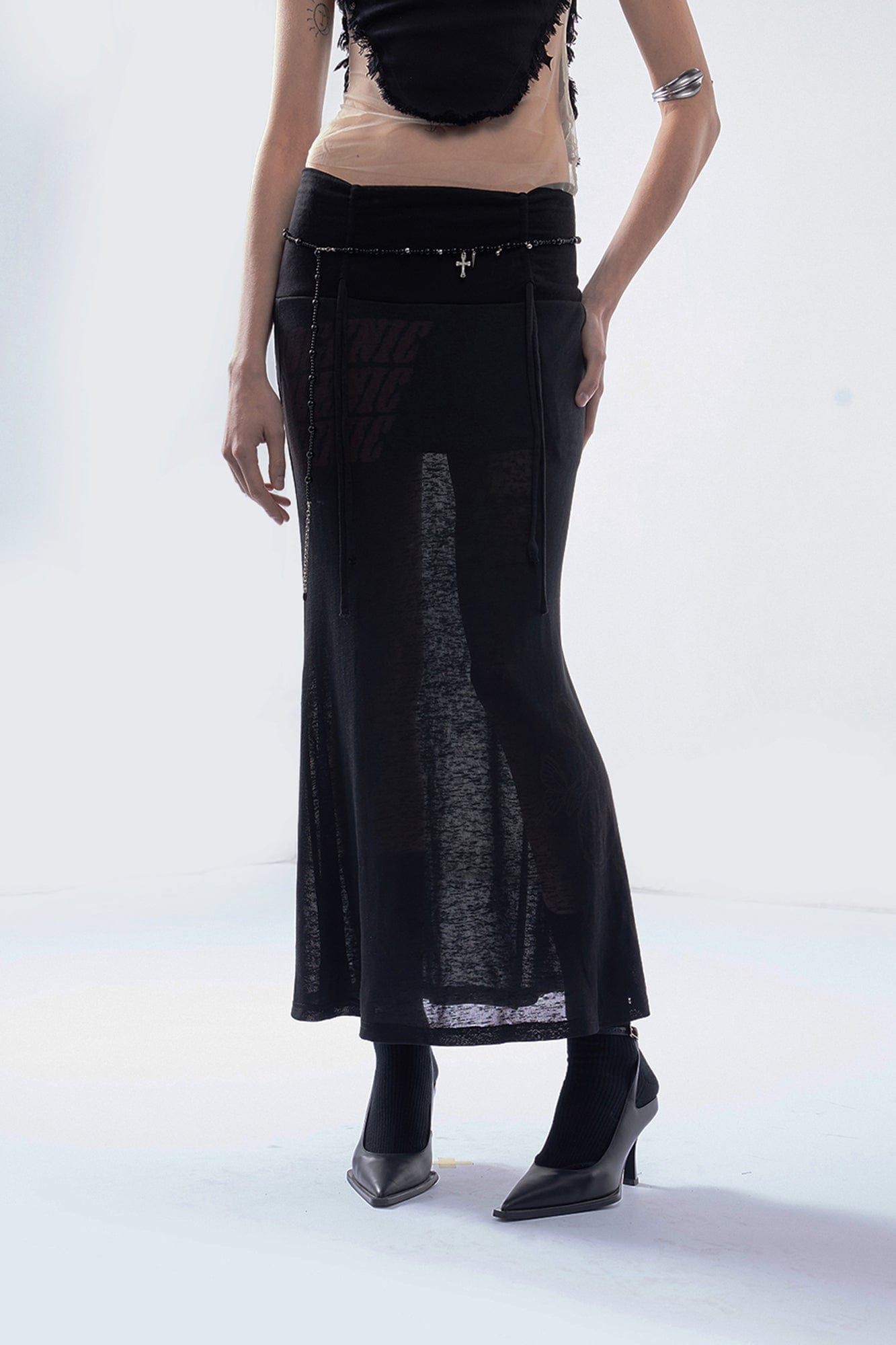 EMOHA Drawstring Sheer Mermaid Skirt