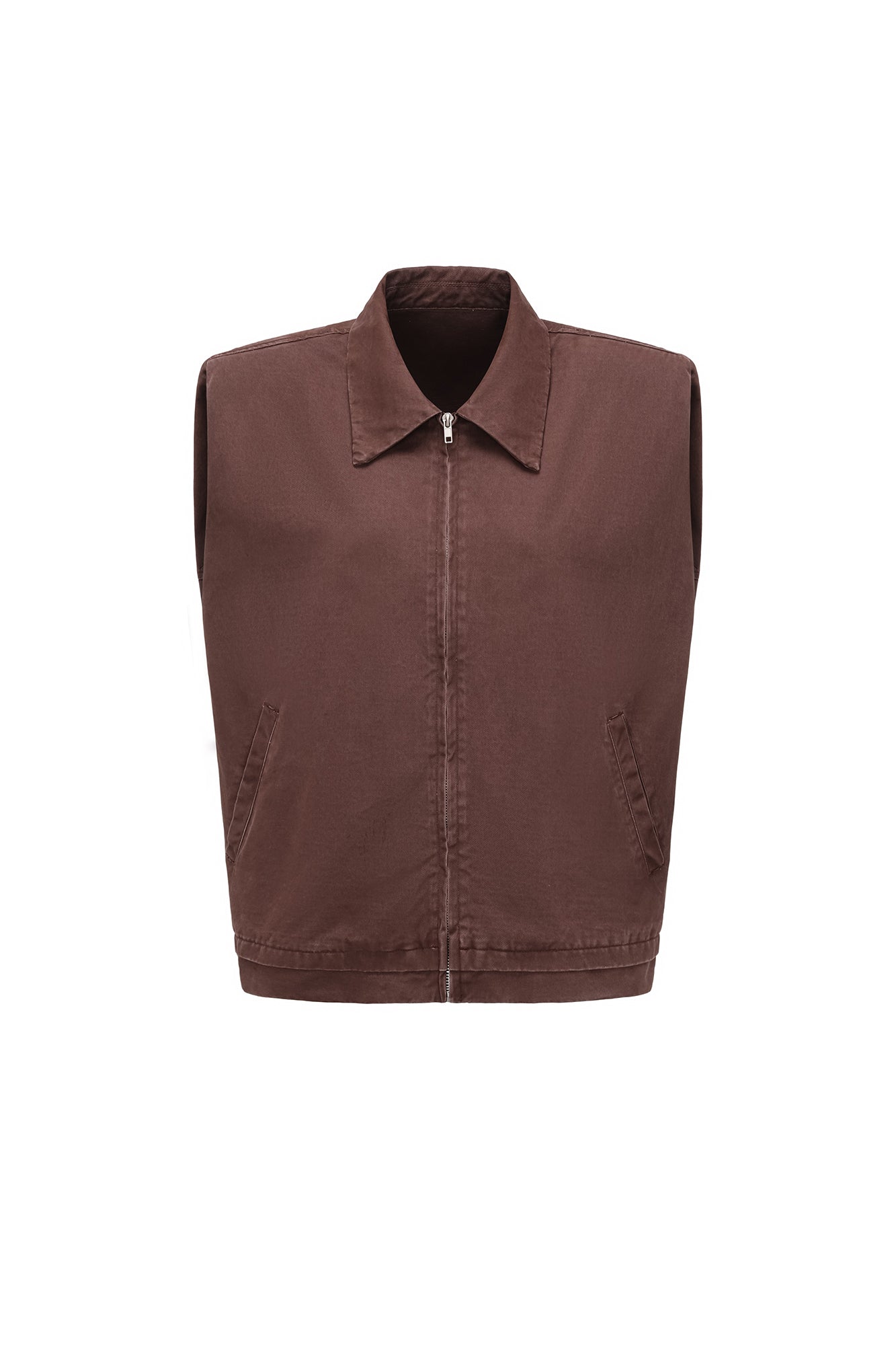 OINIMI Shoulder-Padded Twill Zip Vest