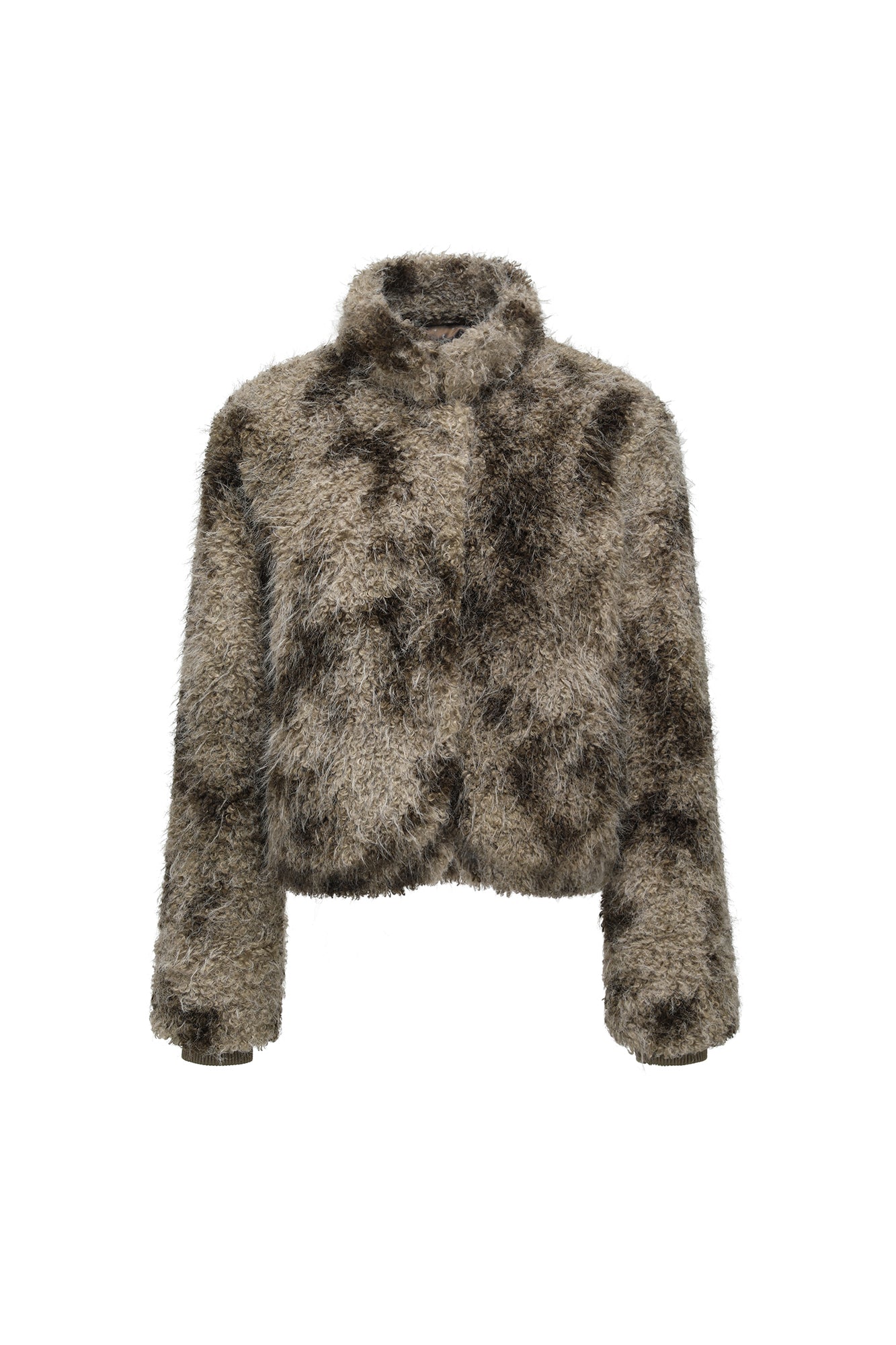 OINIMI Shaggy Tie-Dyed Cropped Jacket