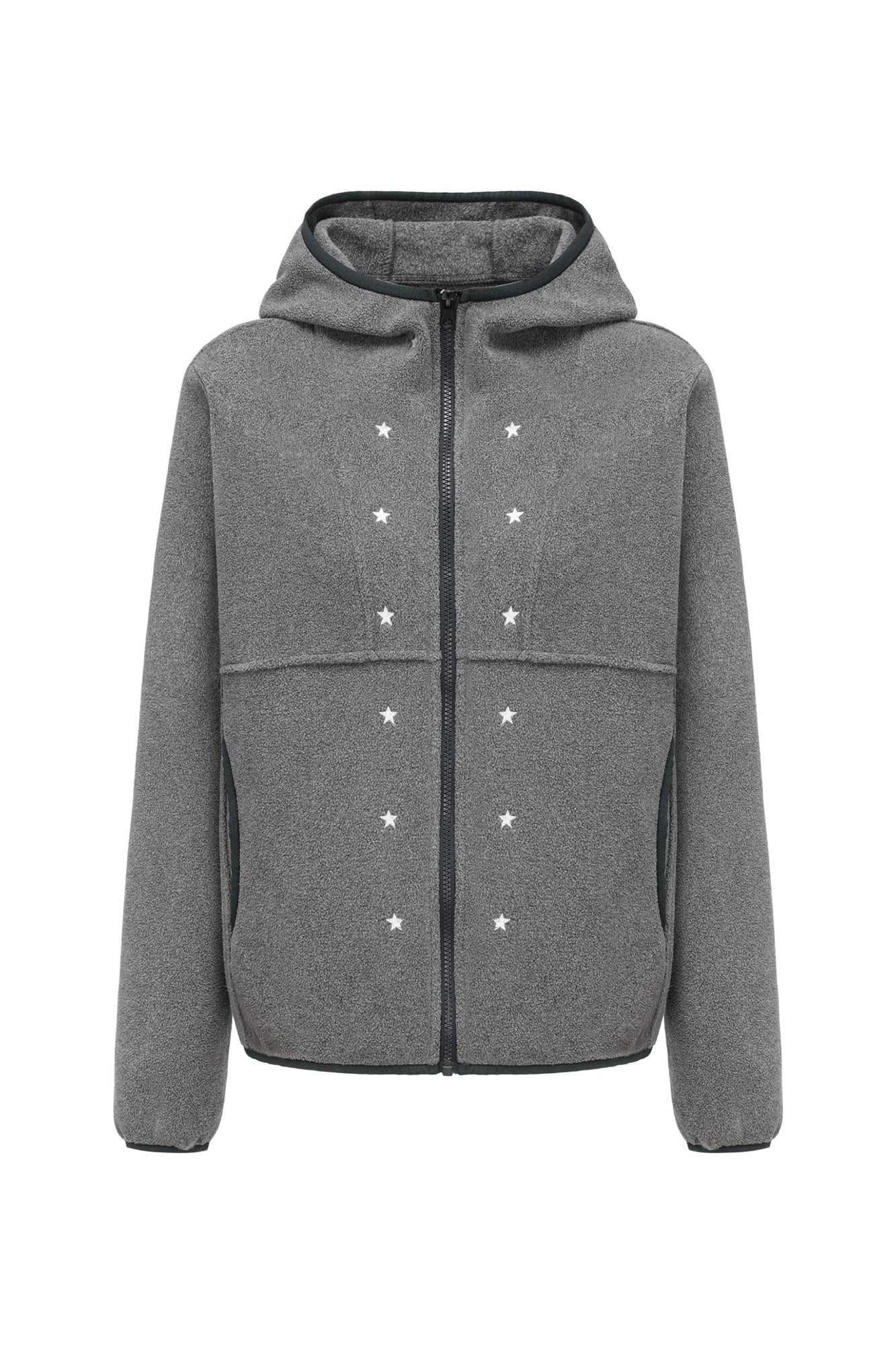 OINIMI Star Embroidered Zip-Up Fleece Hoodie