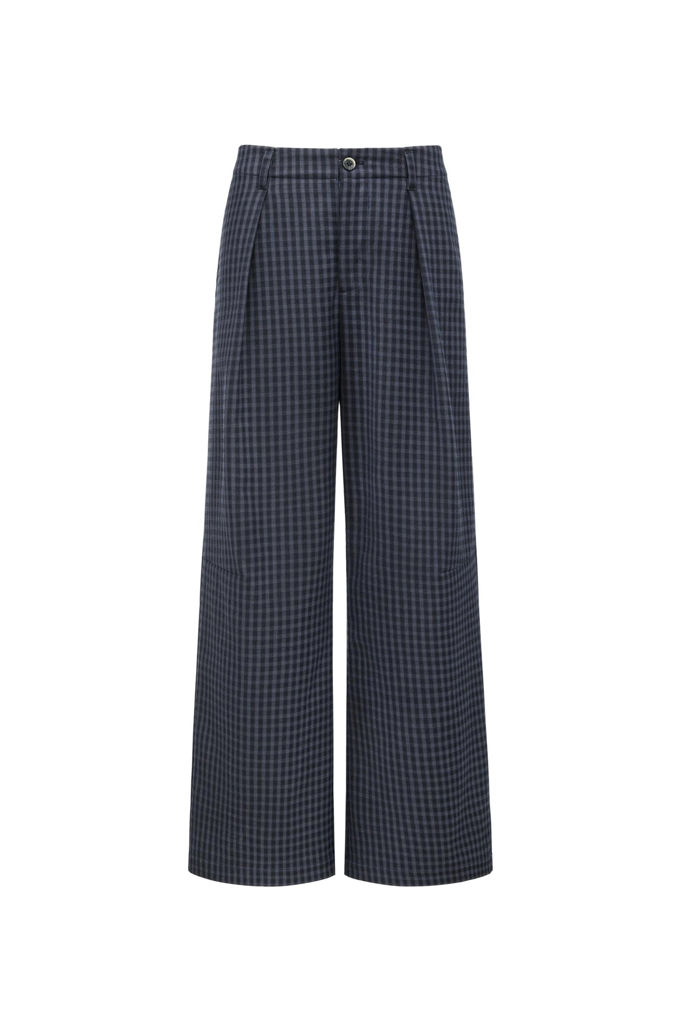 OINIMI Checked Pleated Wide-Leg Pants